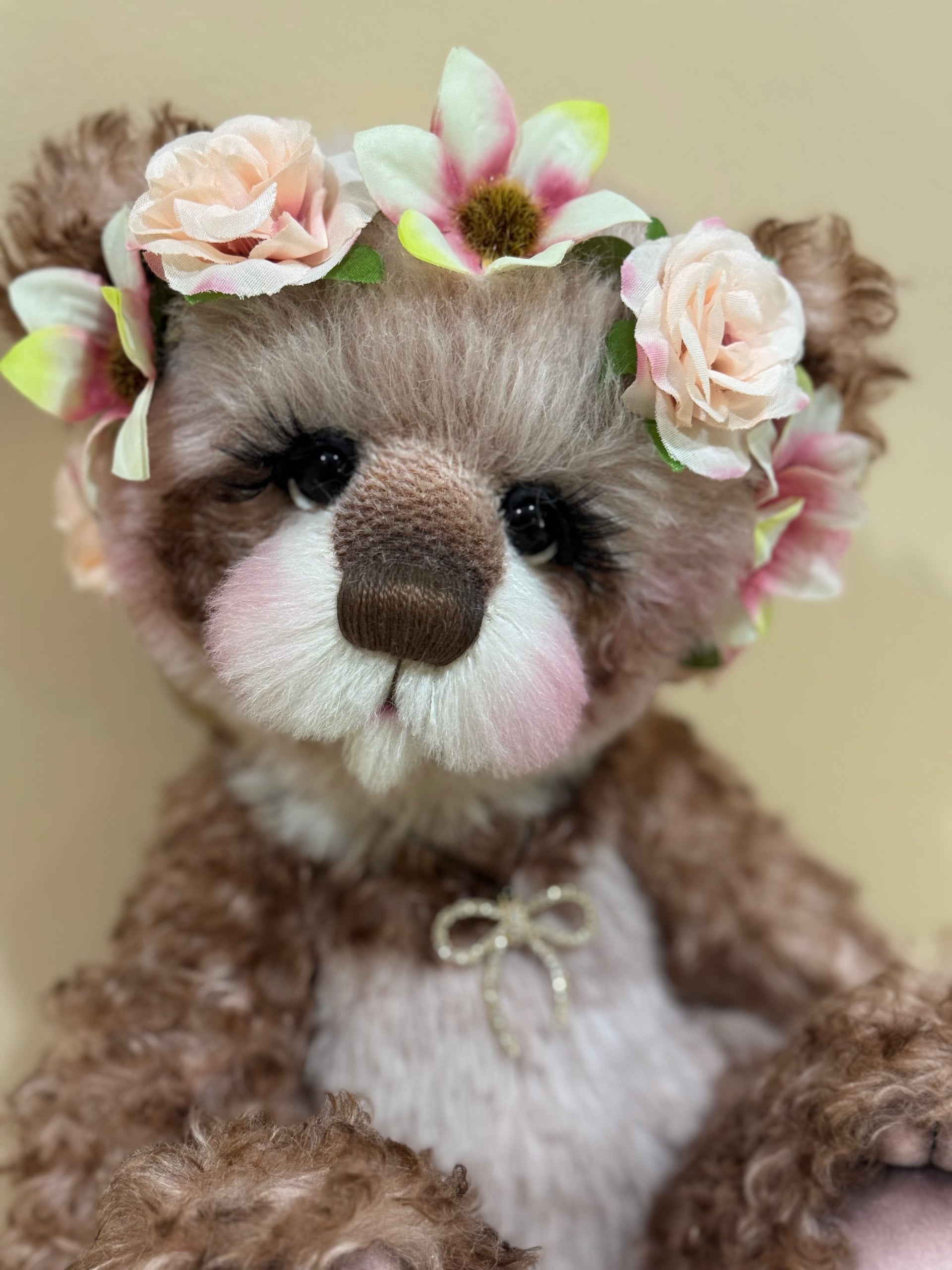 Daisy-Grace - 14" Hand-dyed alpaca and curly kid mohair Artist Bear by Emma's Bears - OOAK