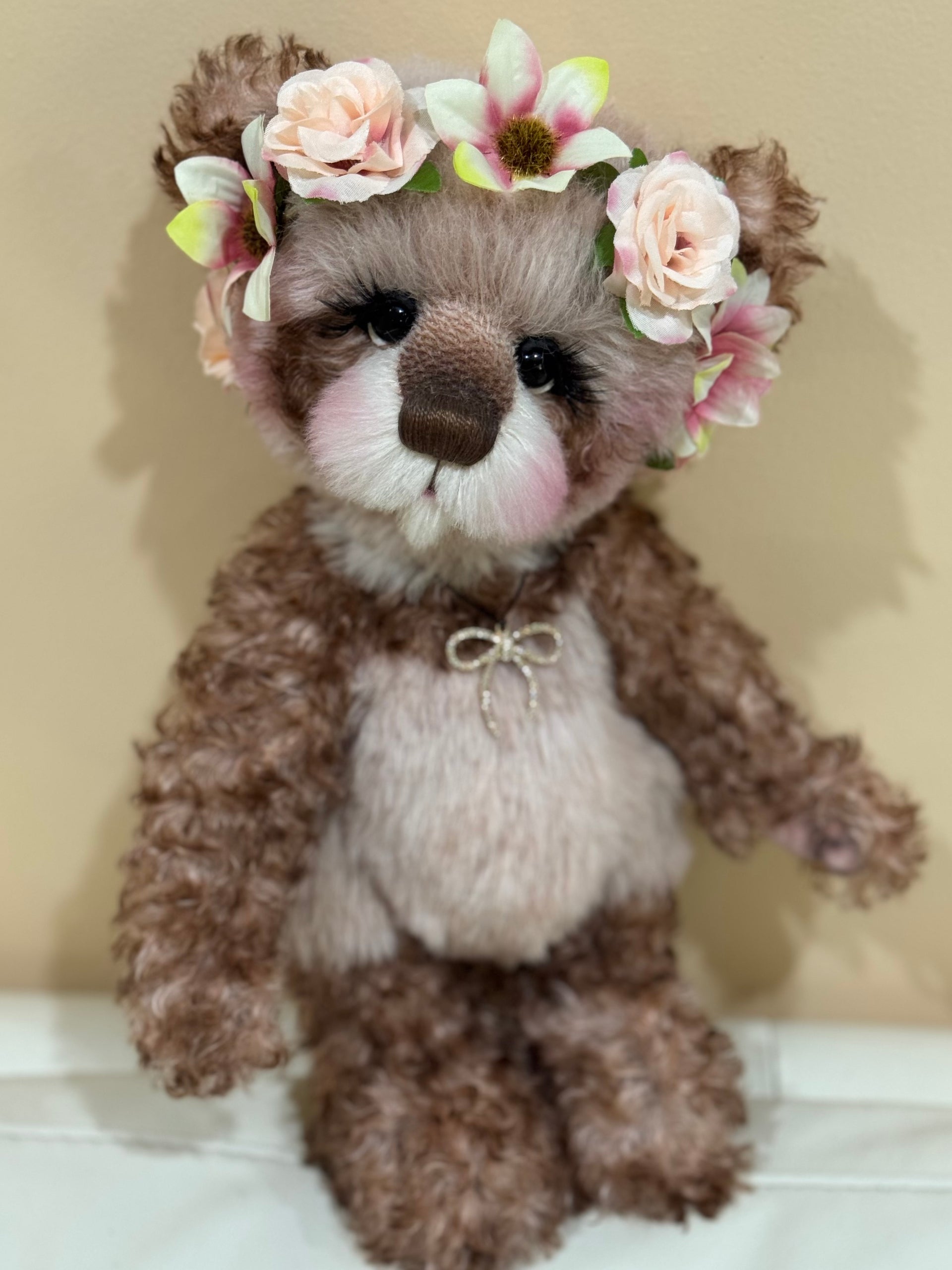 Daisy-Grace - 14" Hand-dyed alpaca and curly kid mohair Artist Bear by Emma's Bears - OOAK