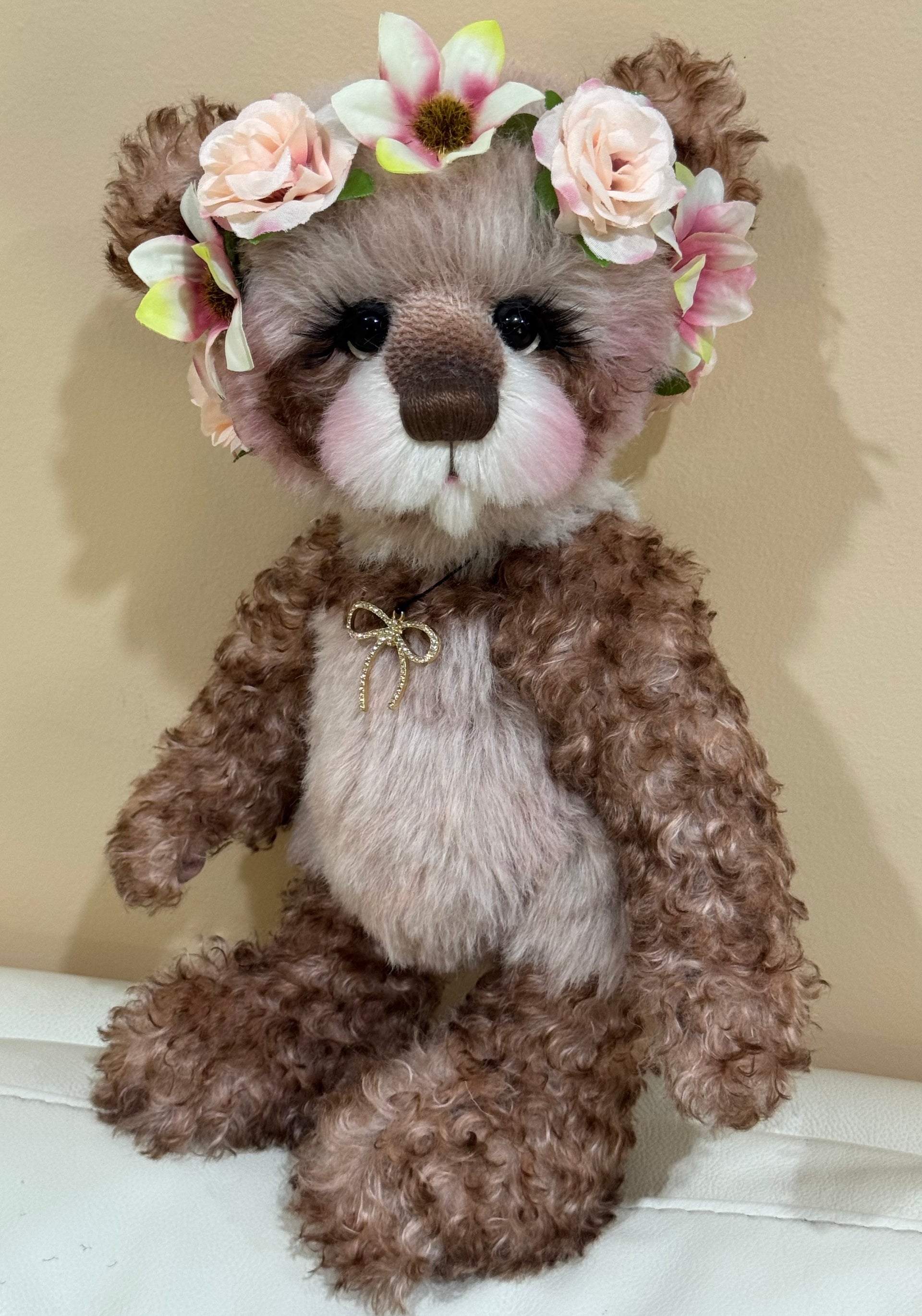 Daisy-Grace - 14" Hand-dyed alpaca and curly kid mohair Artist Bear by Emma's Bears - OOAK