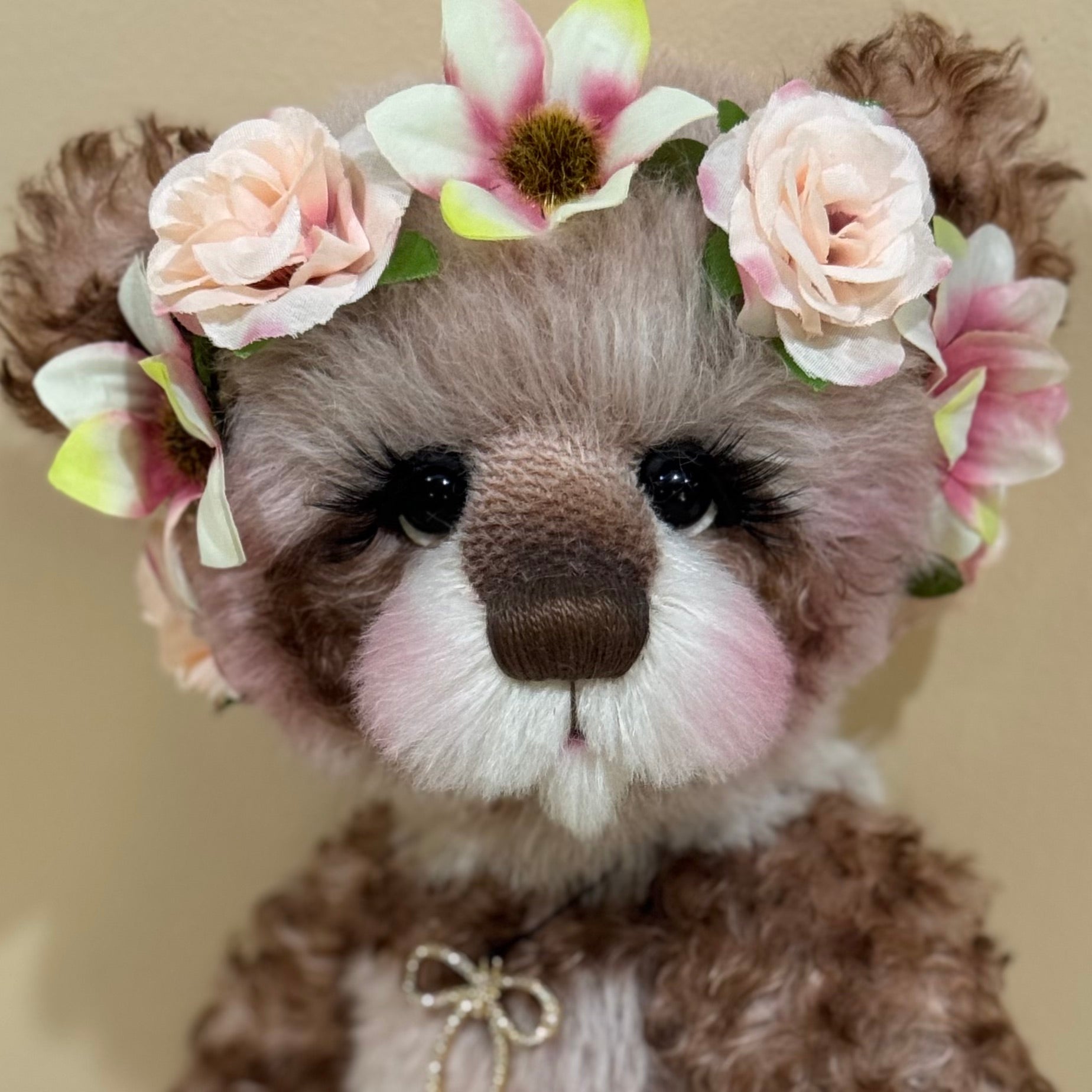 Daisy-Grace - 14" Hand-dyed alpaca and curly kid mohair Artist Bear by Emma's Bears - OOAK