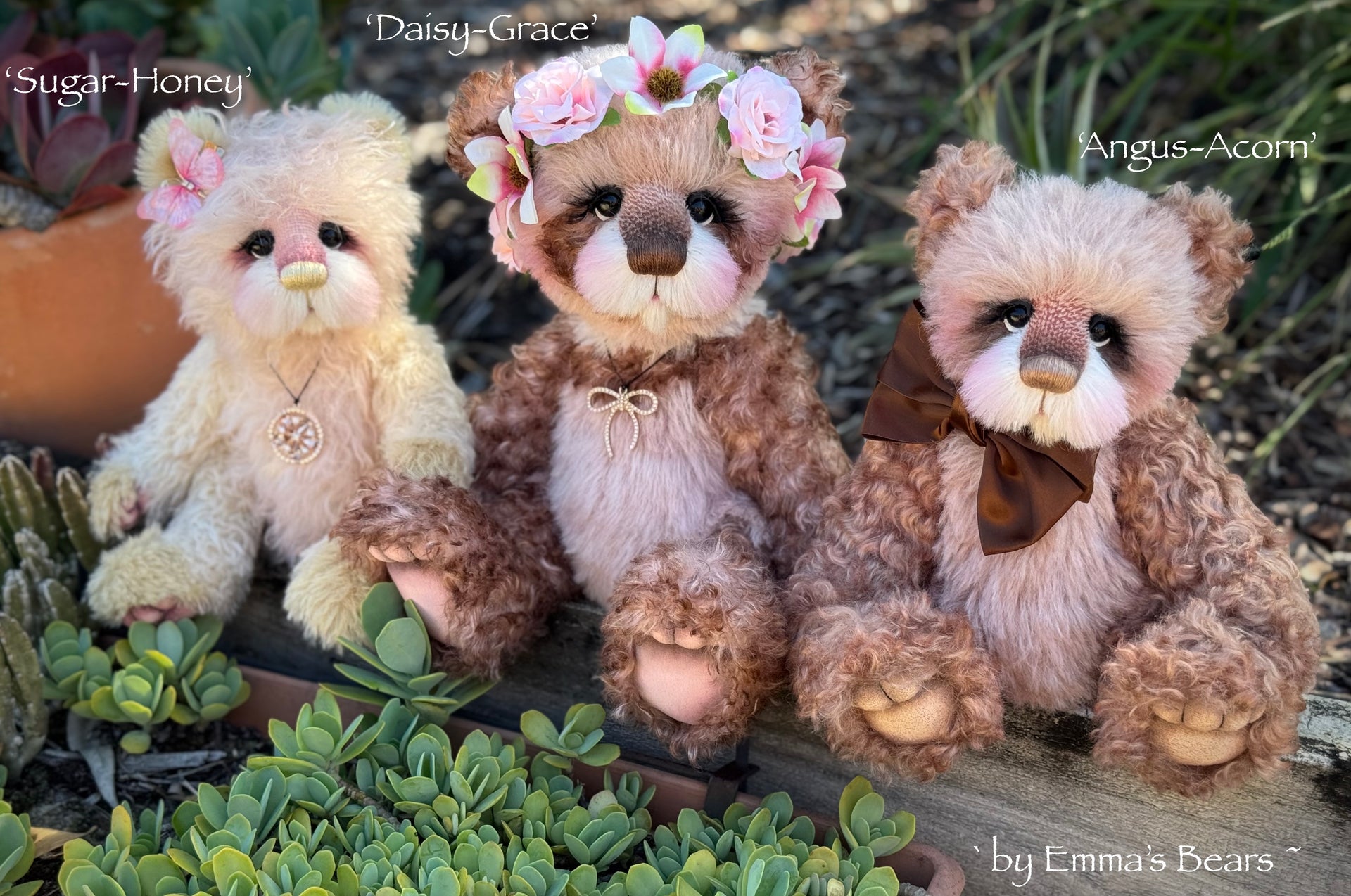 Daisy-Grace - 14" Hand-dyed alpaca and curly kid mohair Artist Bear by Emma's Bears - OOAK