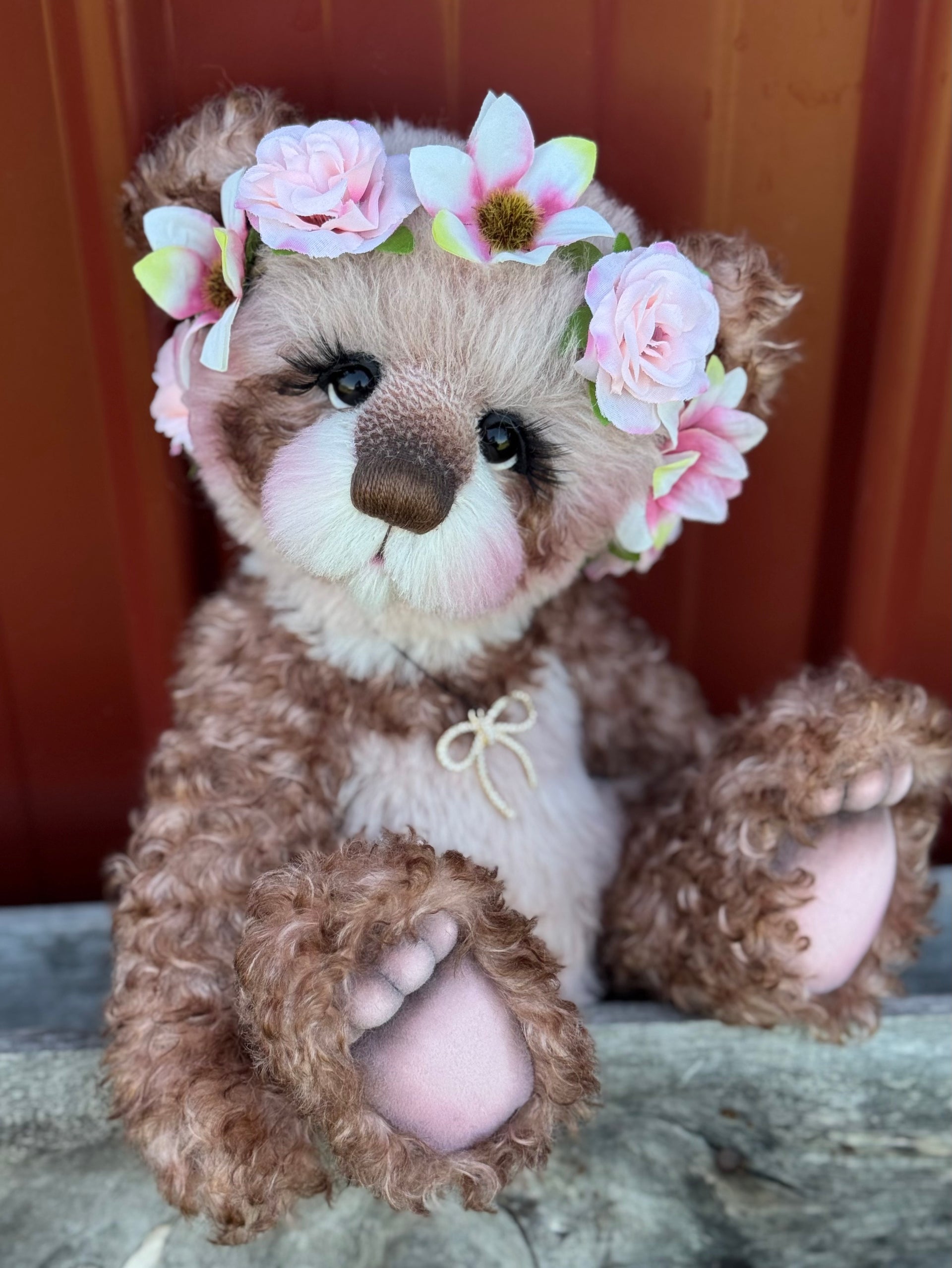 Daisy-Grace - 14" Hand-dyed alpaca and curly kid mohair Artist Bear by Emma's Bears - OOAK