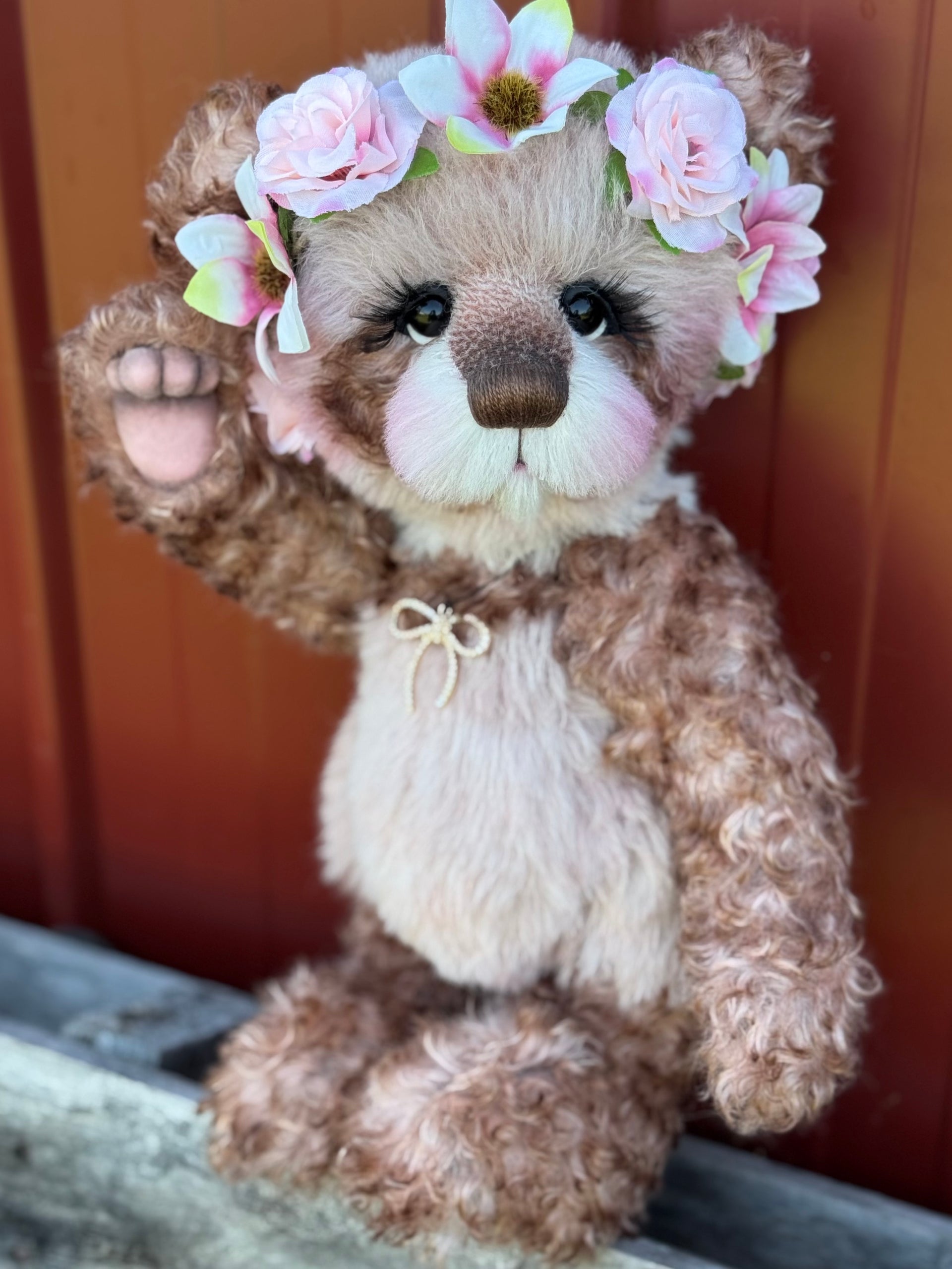 Daisy-Grace - 14" Hand-dyed alpaca and curly kid mohair Artist Bear by Emma's Bears - OOAK