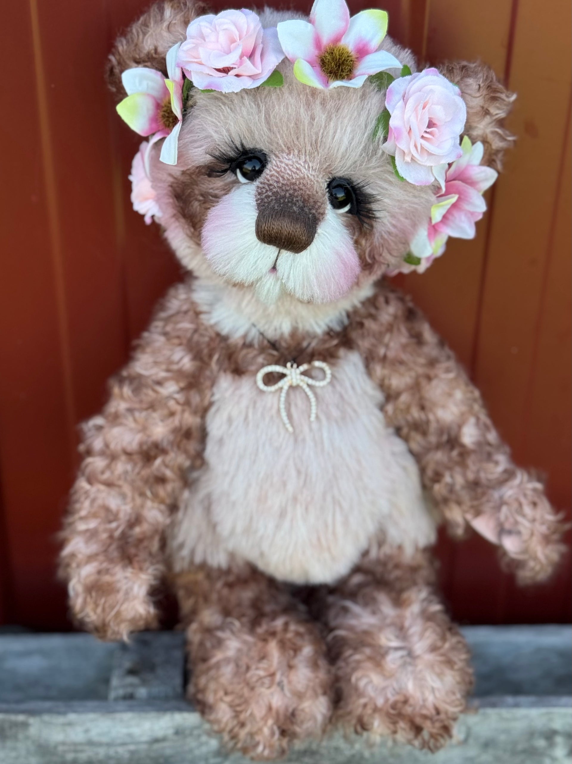 Daisy-Grace - 14" Hand-dyed alpaca and curly kid mohair Artist Bear by Emma's Bears - OOAK