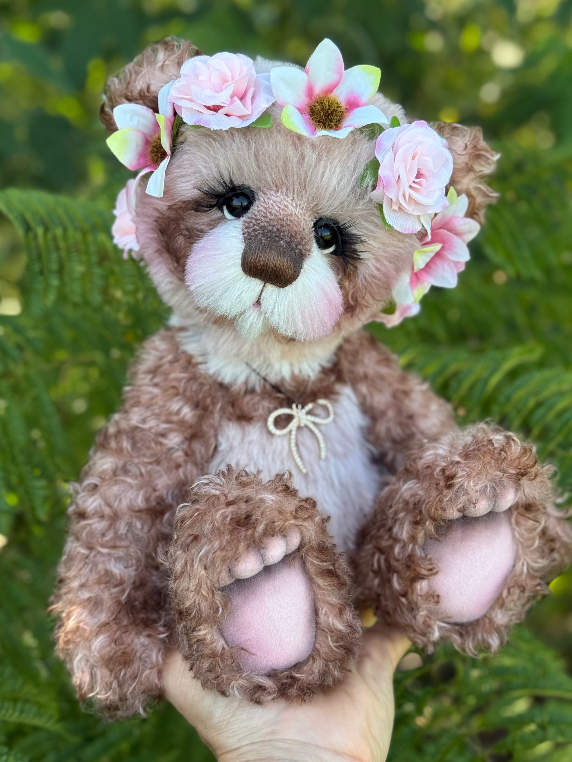 Daisy-Grace - 14" Hand-dyed alpaca and curly kid mohair Artist Bear by Emma's Bears - OOAK