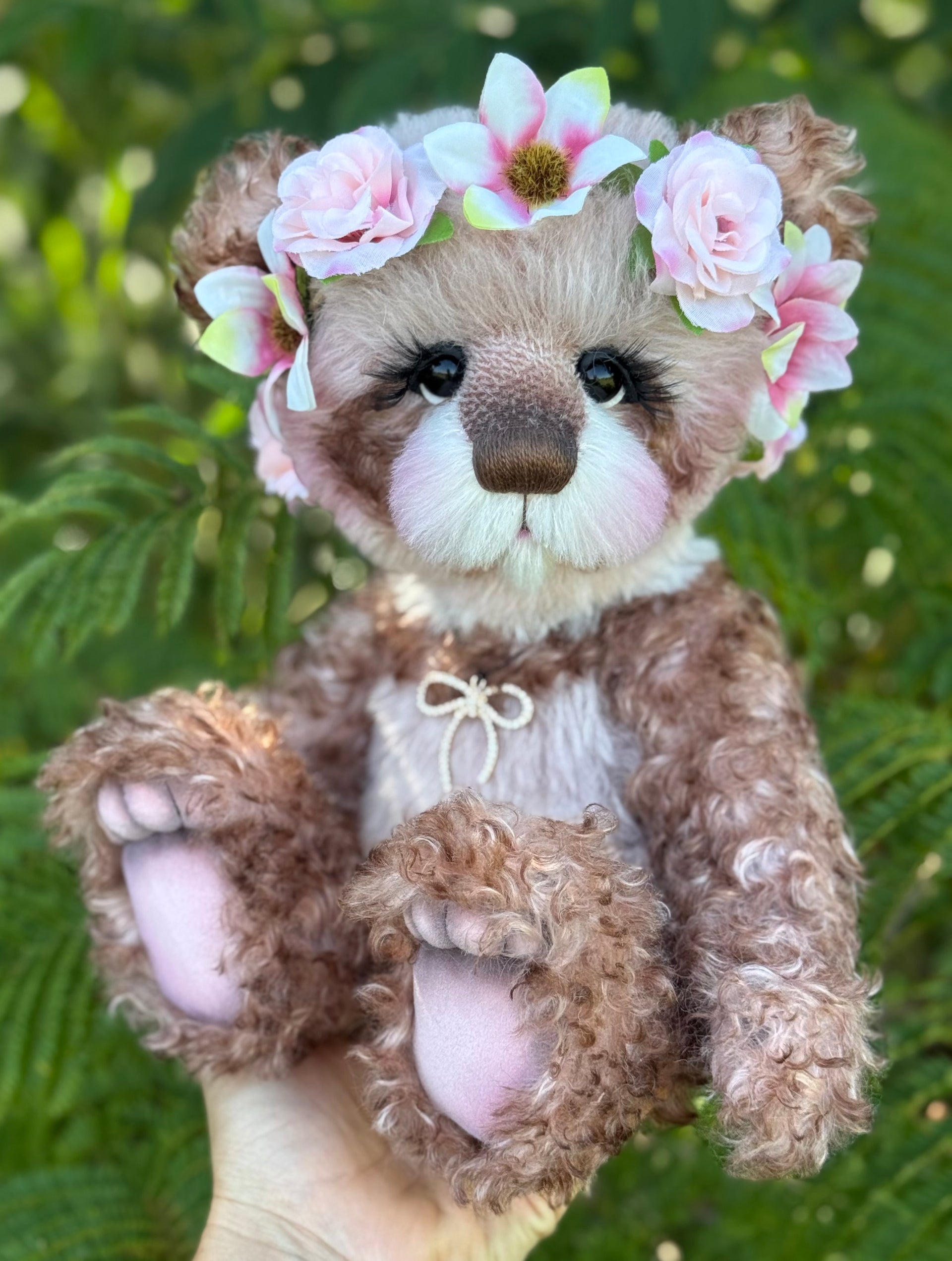 Daisy-Grace - 14" Hand-dyed alpaca and curly kid mohair Artist Bear by Emma's Bears - OOAK