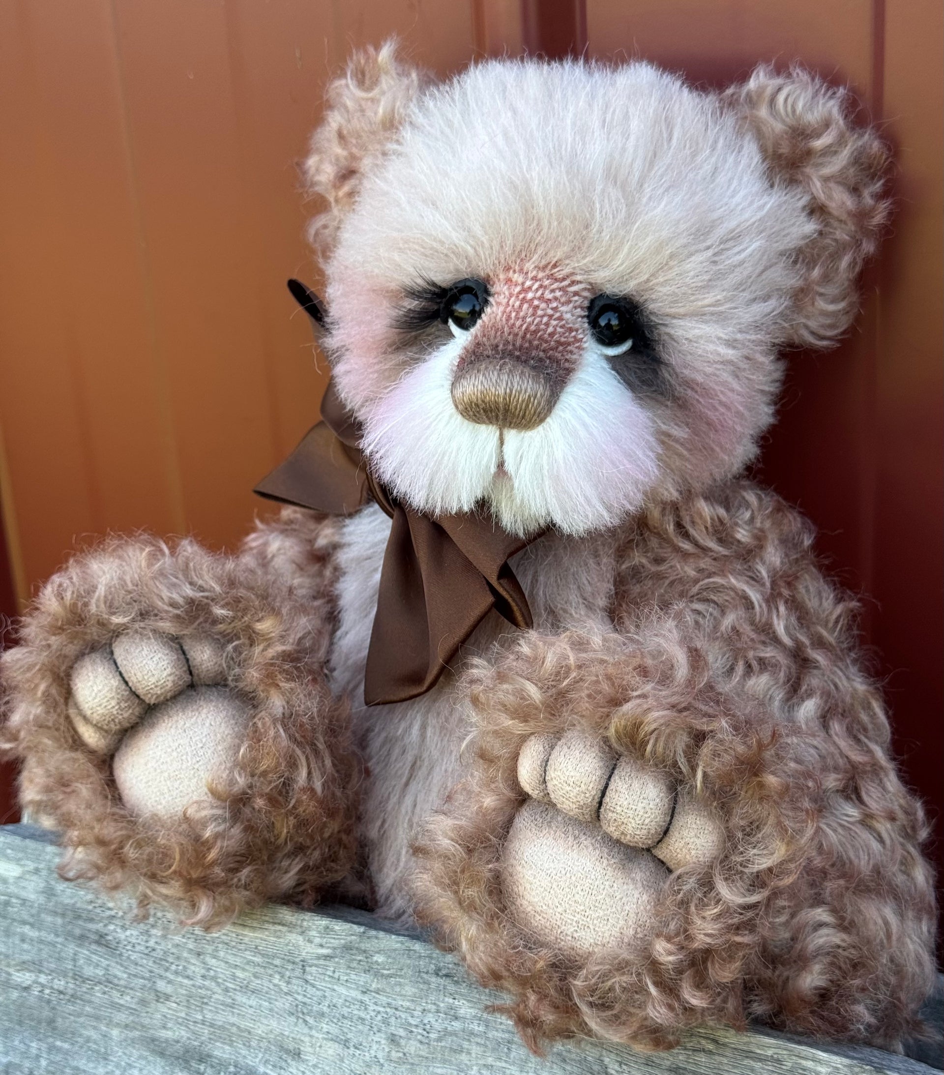 Angus-Acorn - 11" Hand-dyed curly kid mohair Artist Bear by Emma's Bears - OOAK