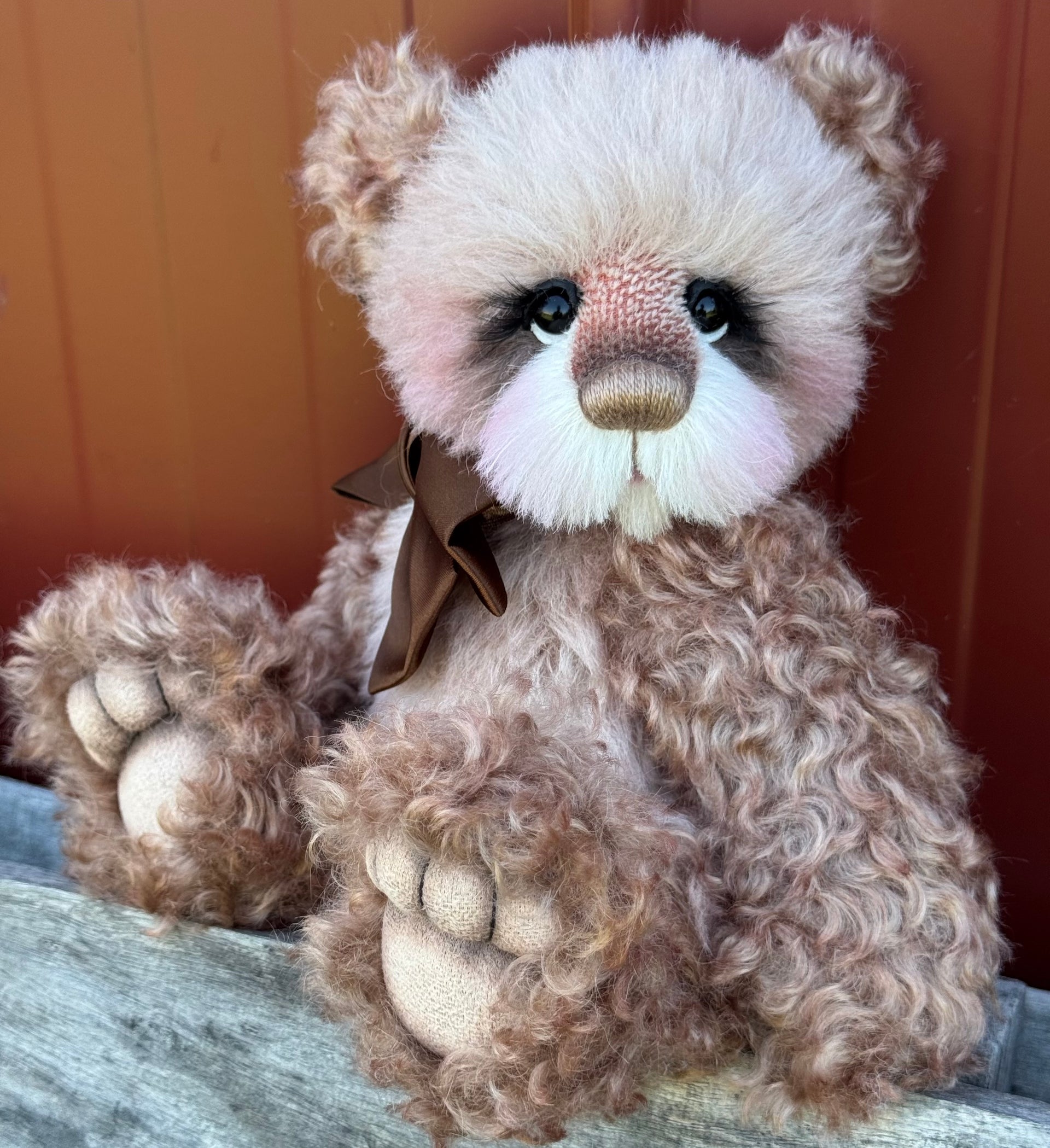 Angus-Acorn - 11" Hand-dyed curly kid mohair Artist Bear by Emma's Bears - OOAK