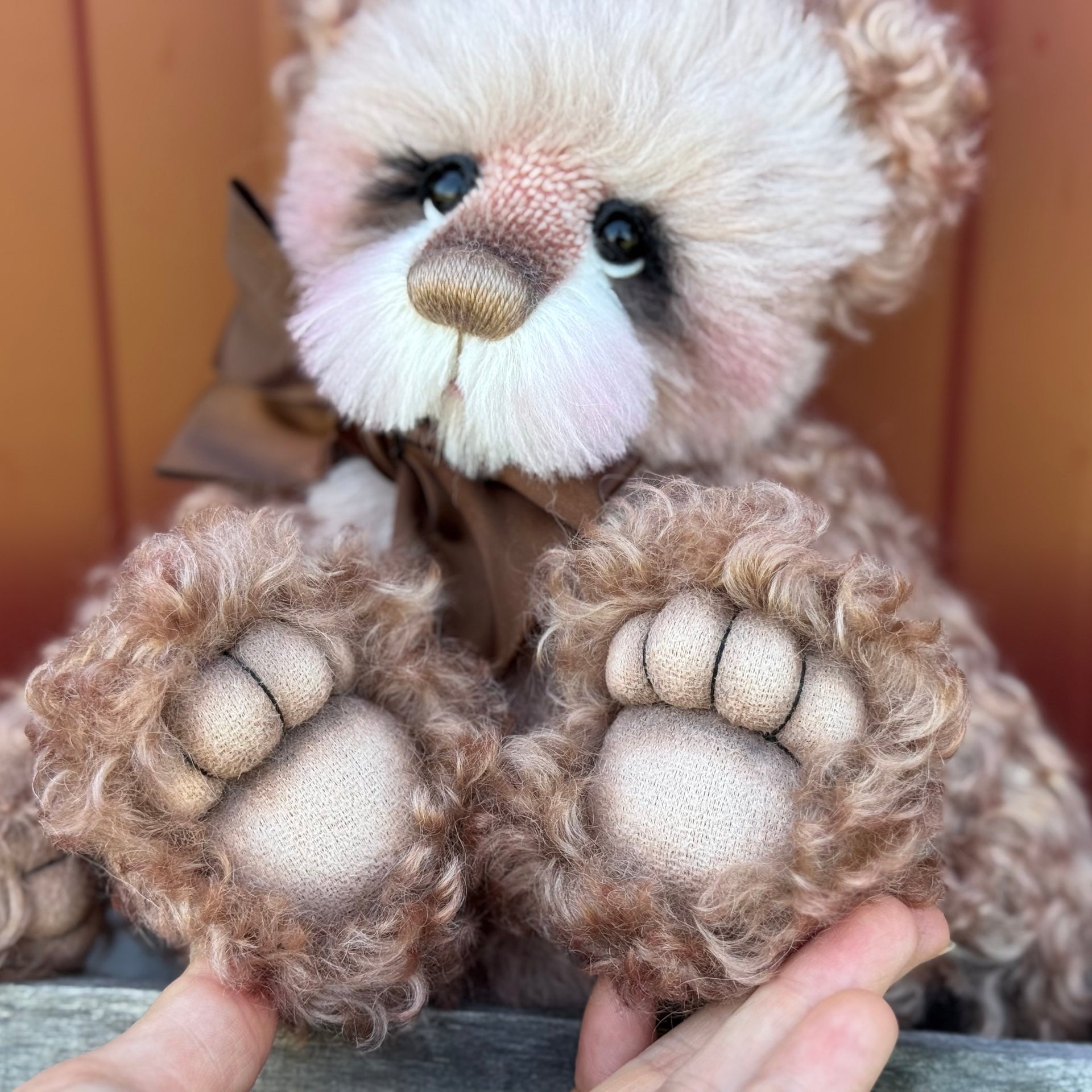 Angus-Acorn - 11" Hand-dyed curly kid mohair Artist Bear by Emma's Bears - OOAK