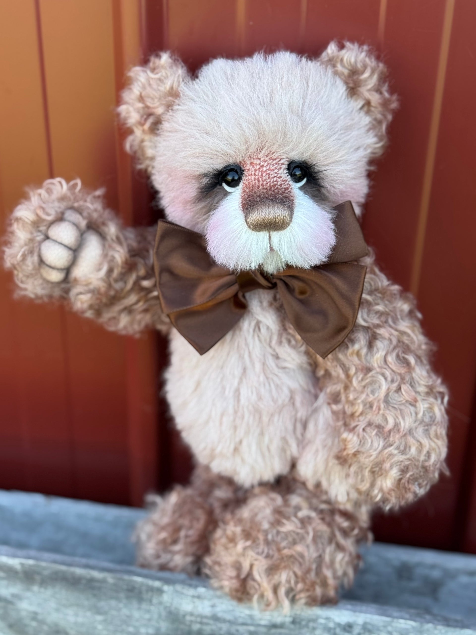 Angus-Acorn - 11" Hand-dyed curly kid mohair Artist Bear by Emma's Bears - OOAK