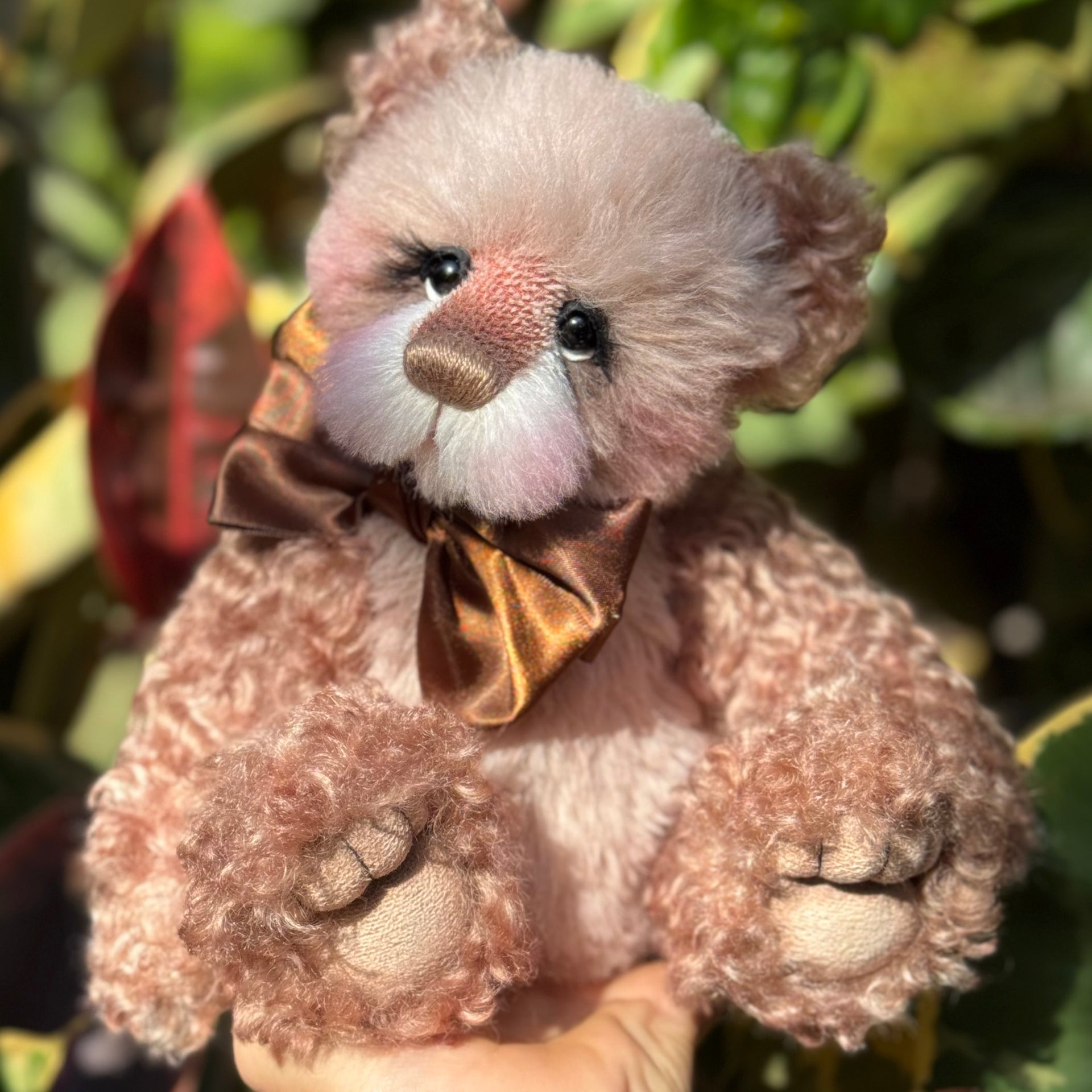 Angus-Acorn - 11" Hand-dyed curly kid mohair Artist Bear by Emma's Bears - OOAK
