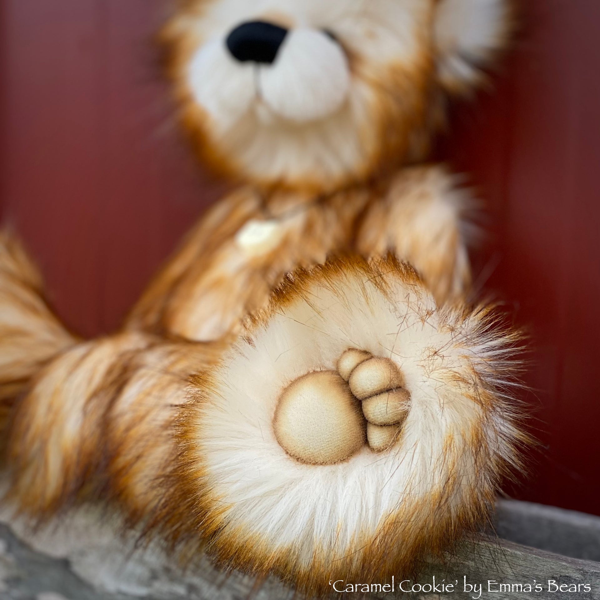 Caramel Cookie - 17" skinny faux fur bear by Emmas Bears - OOAK