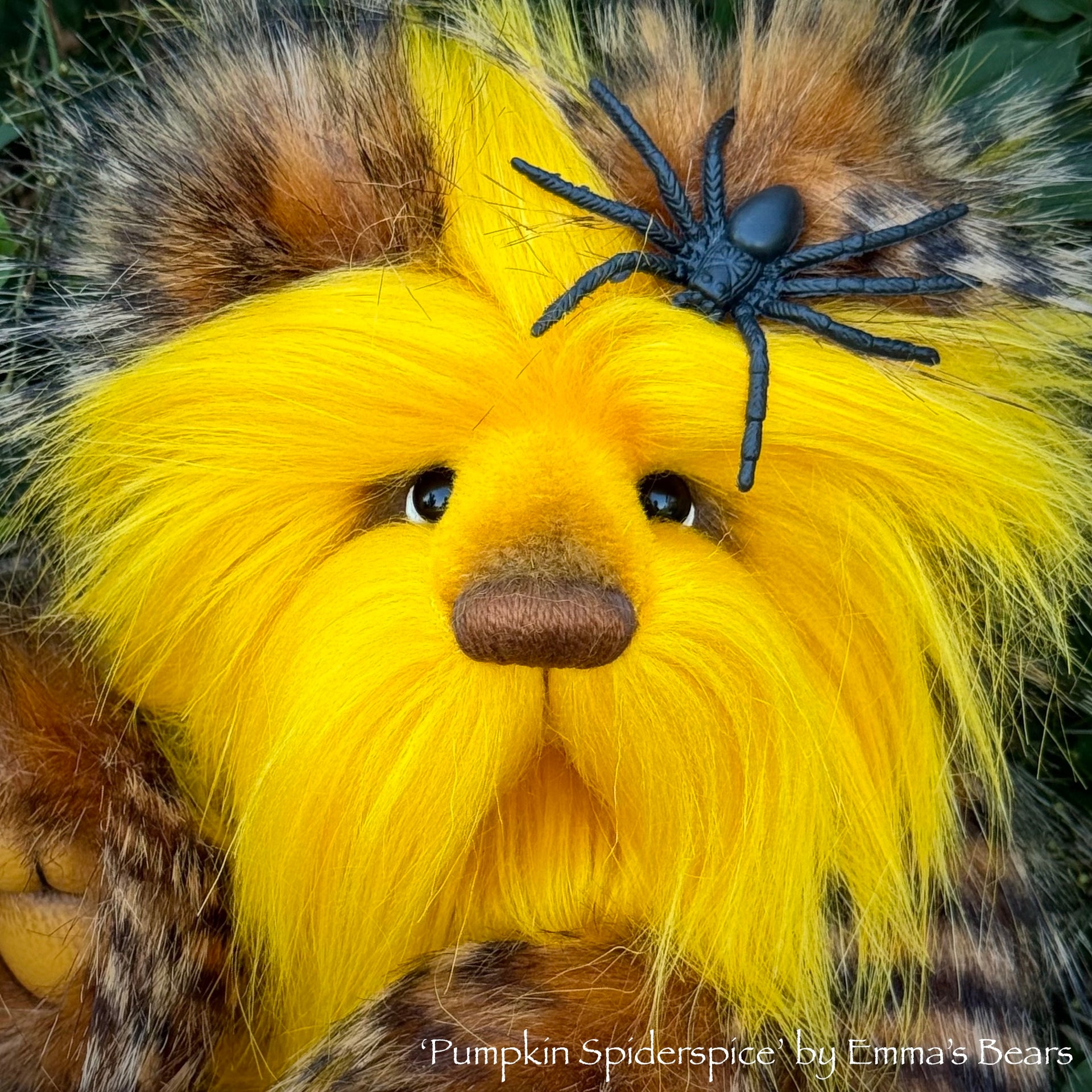 Pumpkin Spiderspice - 9" faux fur Artist Bear by Emma's Bears - OOAK