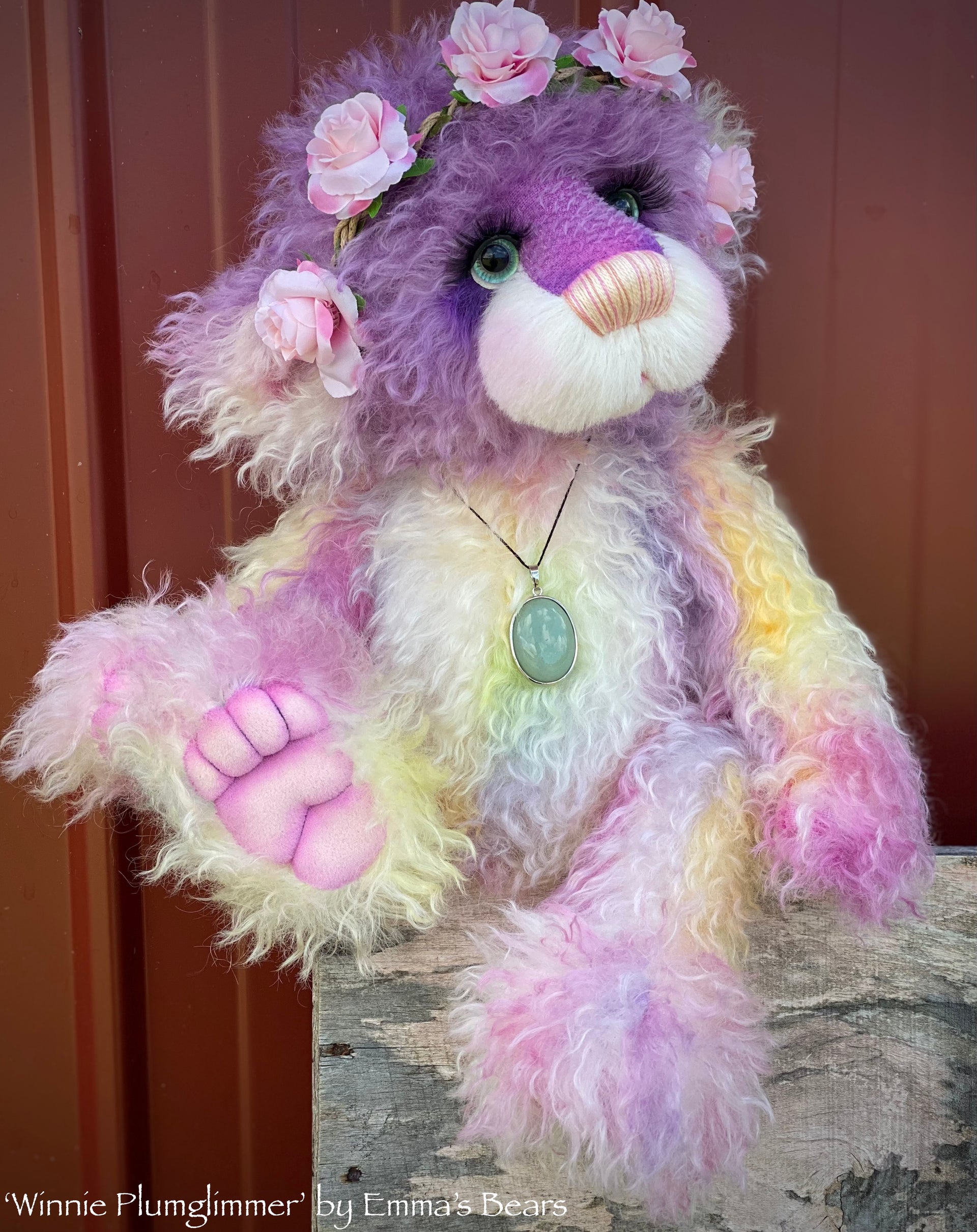 Winnie Plumglimmer - 18" Hand-dyed Mohair Artist Bear by Emmas Bears - OOAK