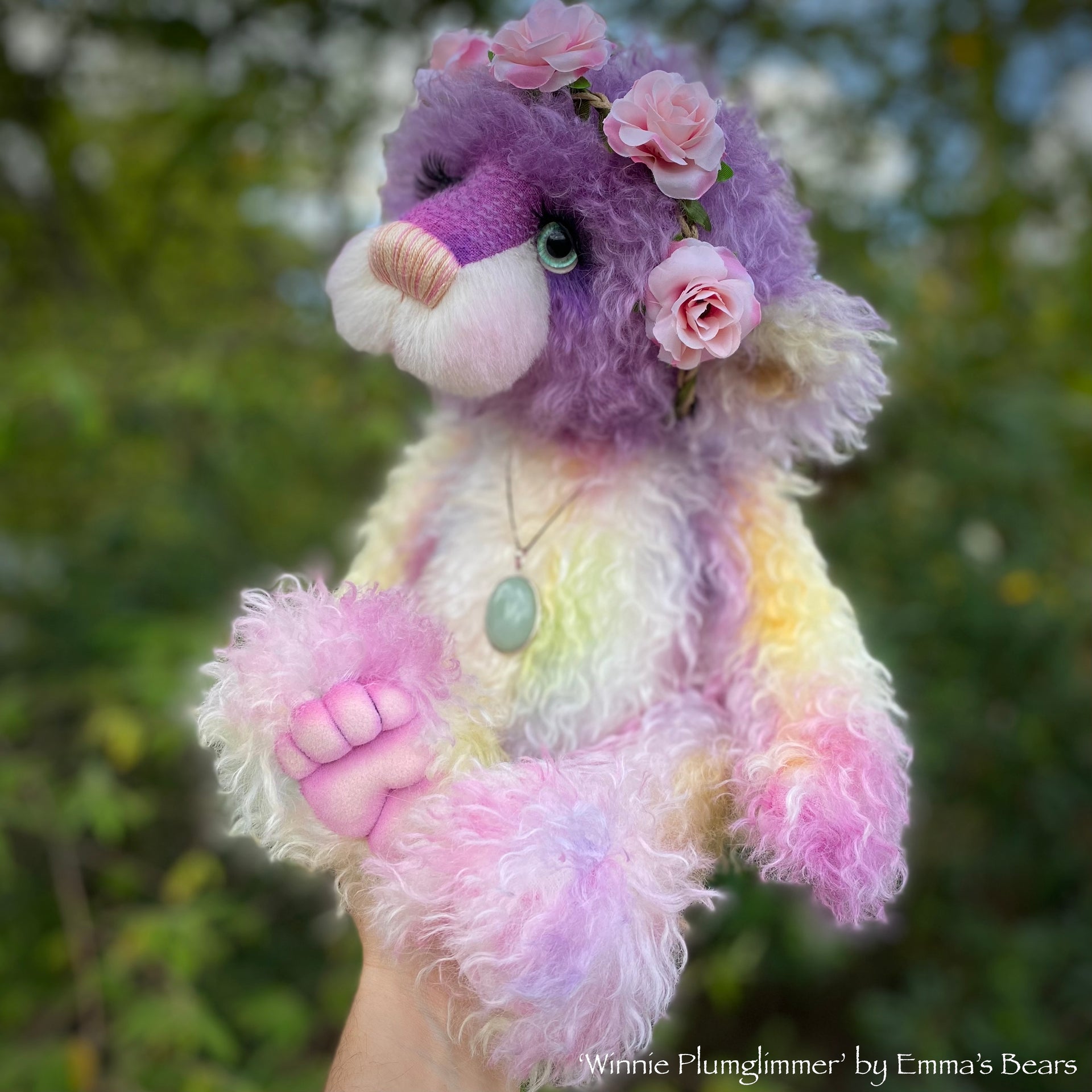 Winnie Plumglimmer - 18" Hand-dyed Mohair Artist Bear by Emmas Bears - OOAK