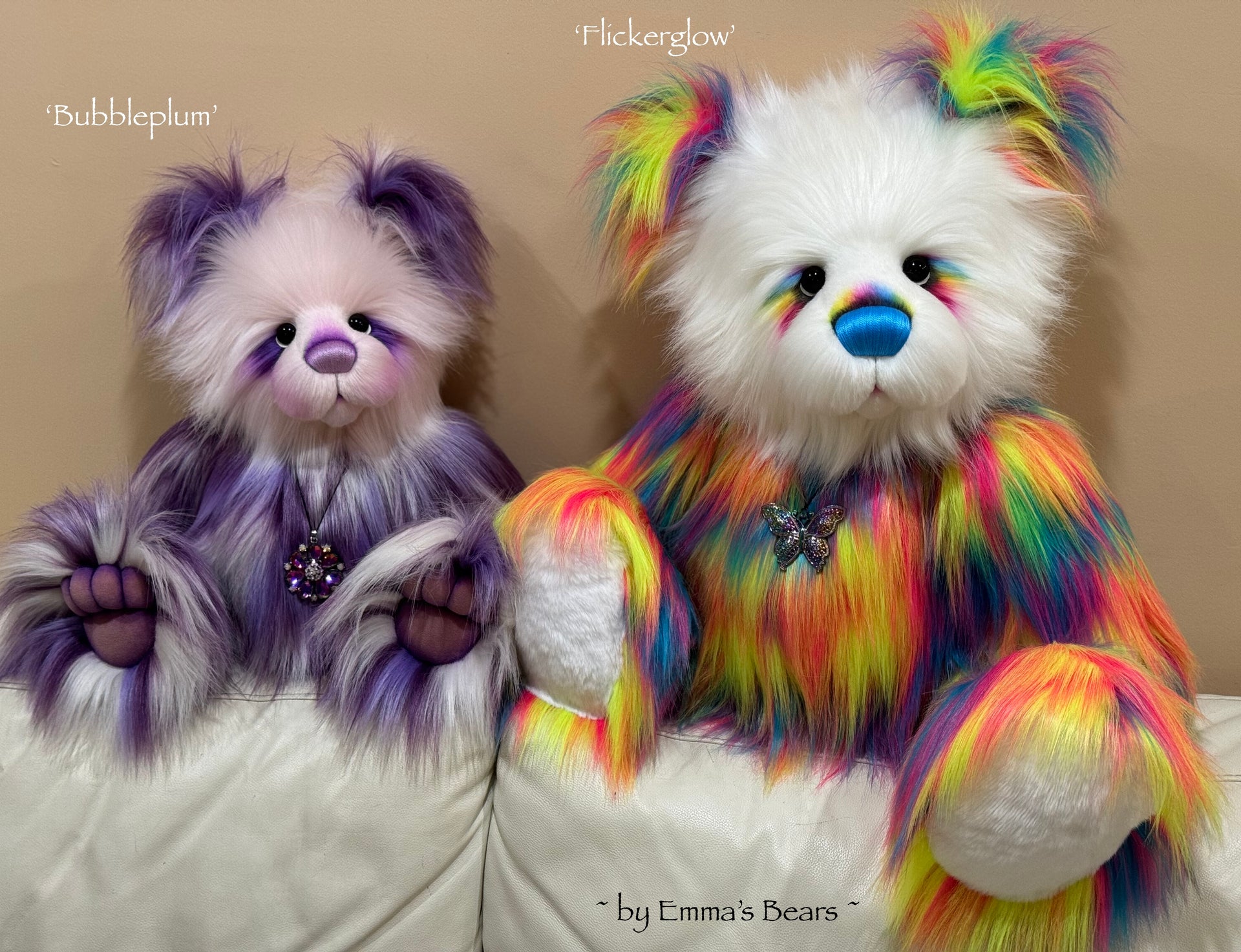 Bubbleplum - 24" Faux Fur Artist Bear by Emmas Bears - OOAK