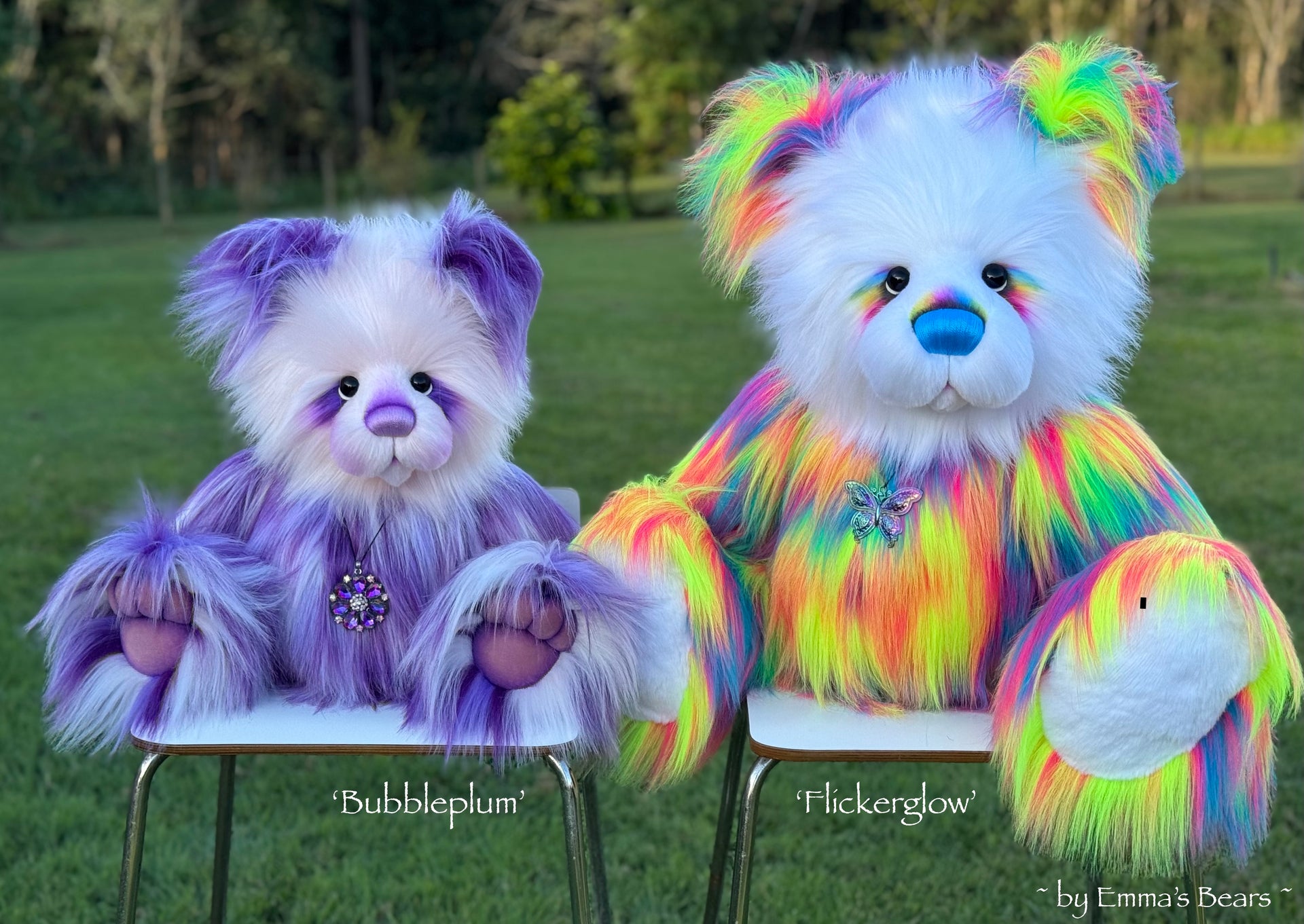 Bubbleplum - 24" Faux Fur Artist Bear by Emmas Bears - OOAK