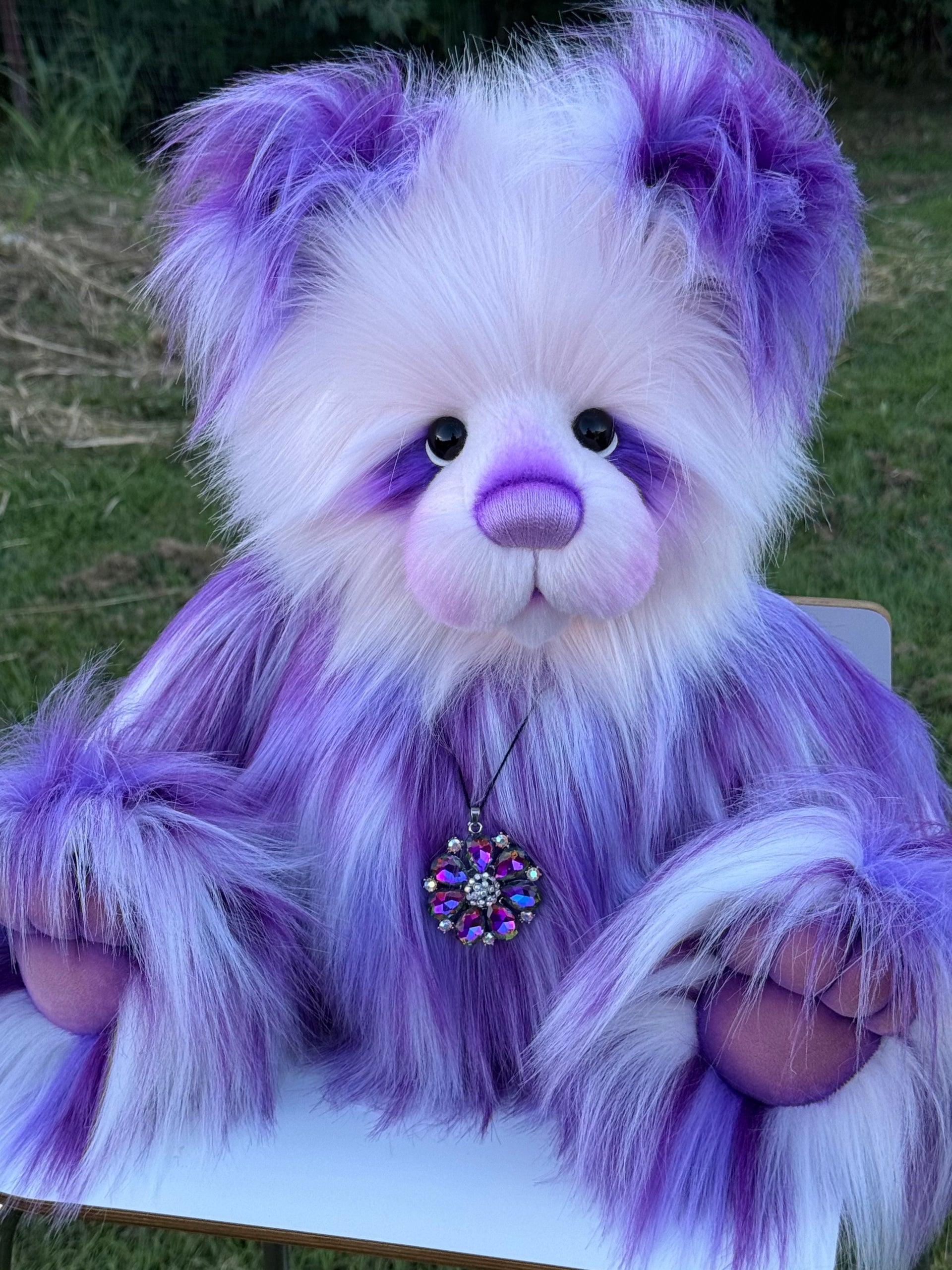 Bubbleplum - 24" Faux Fur Artist Bear by Emmas Bears - OOAK