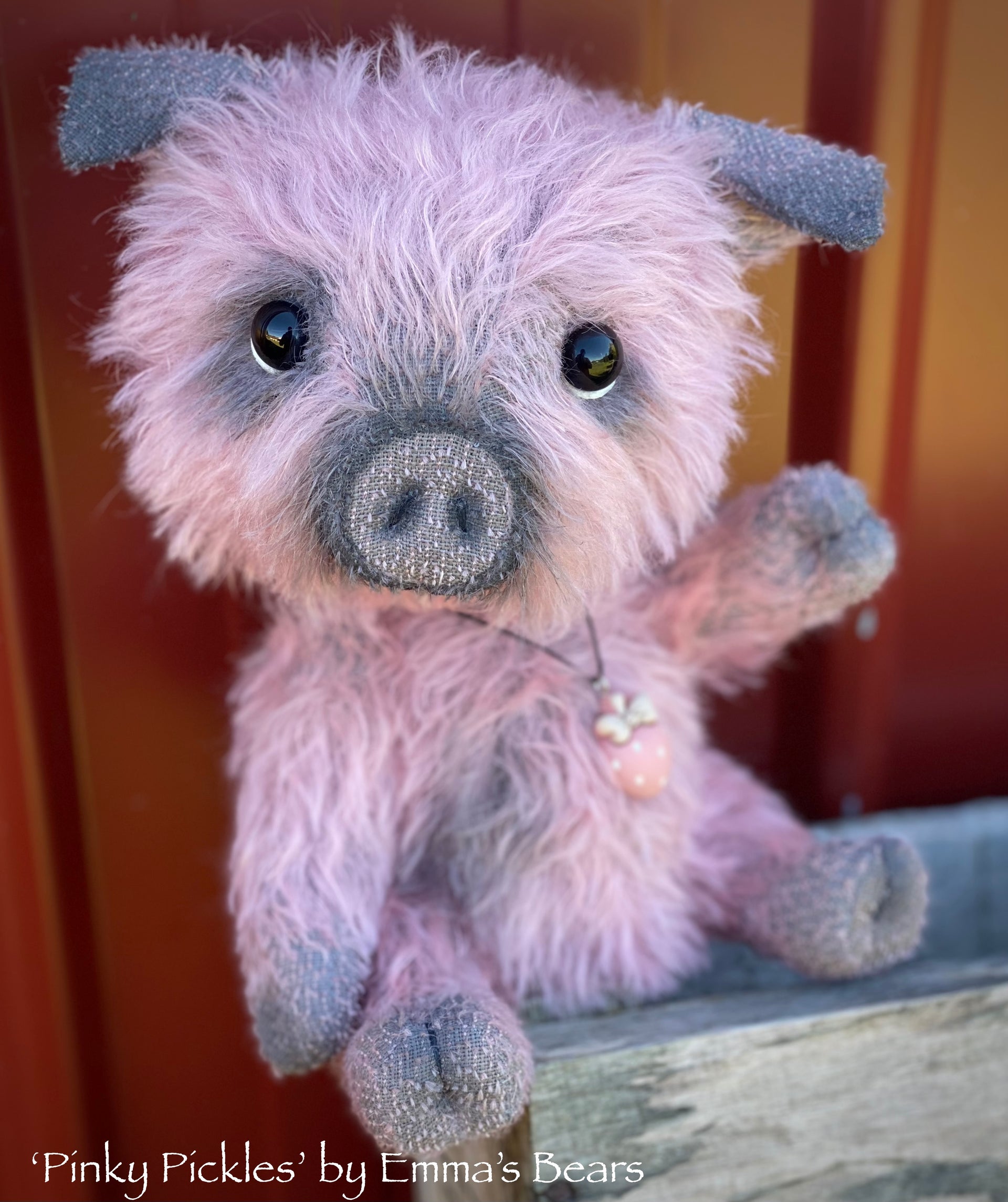 Pinky Pickles - 10" Mohair Artist Pig by Emma's Bears - OOAK