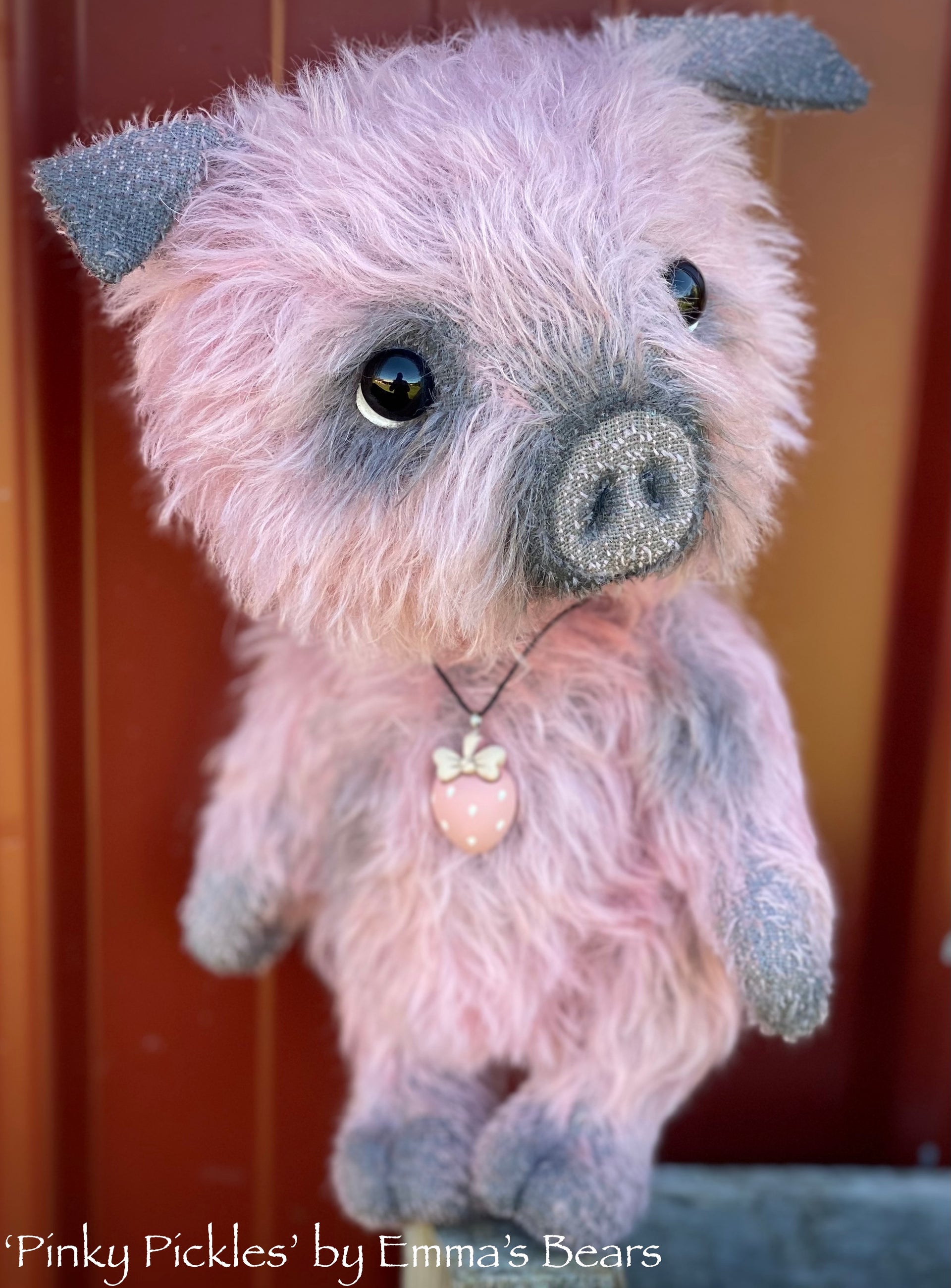 Pinky Pickles - 10" Mohair Artist Pig by Emma's Bears - OOAK