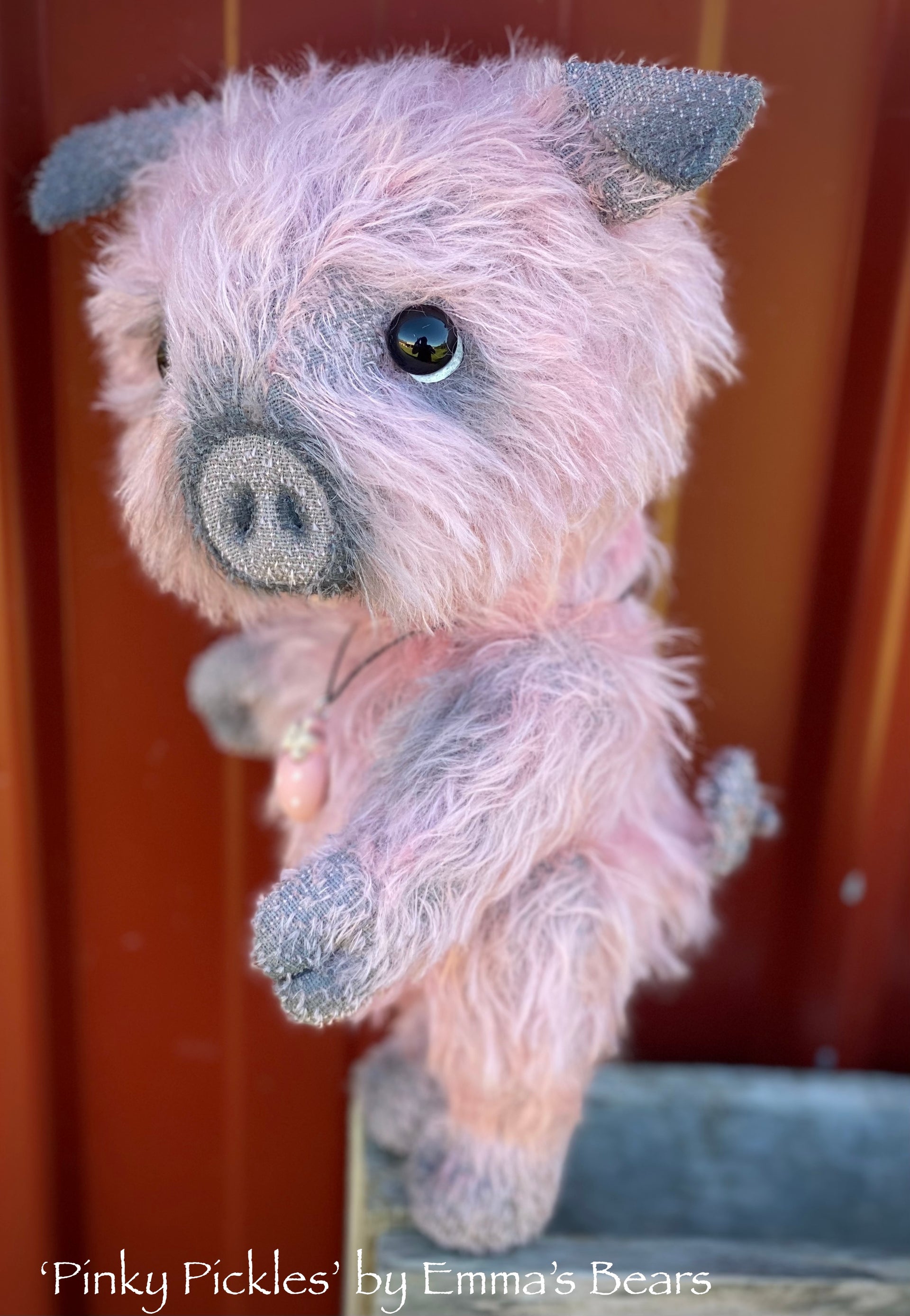 Pinky Pickles - 10" Mohair Artist Pig by Emma's Bears - OOAK