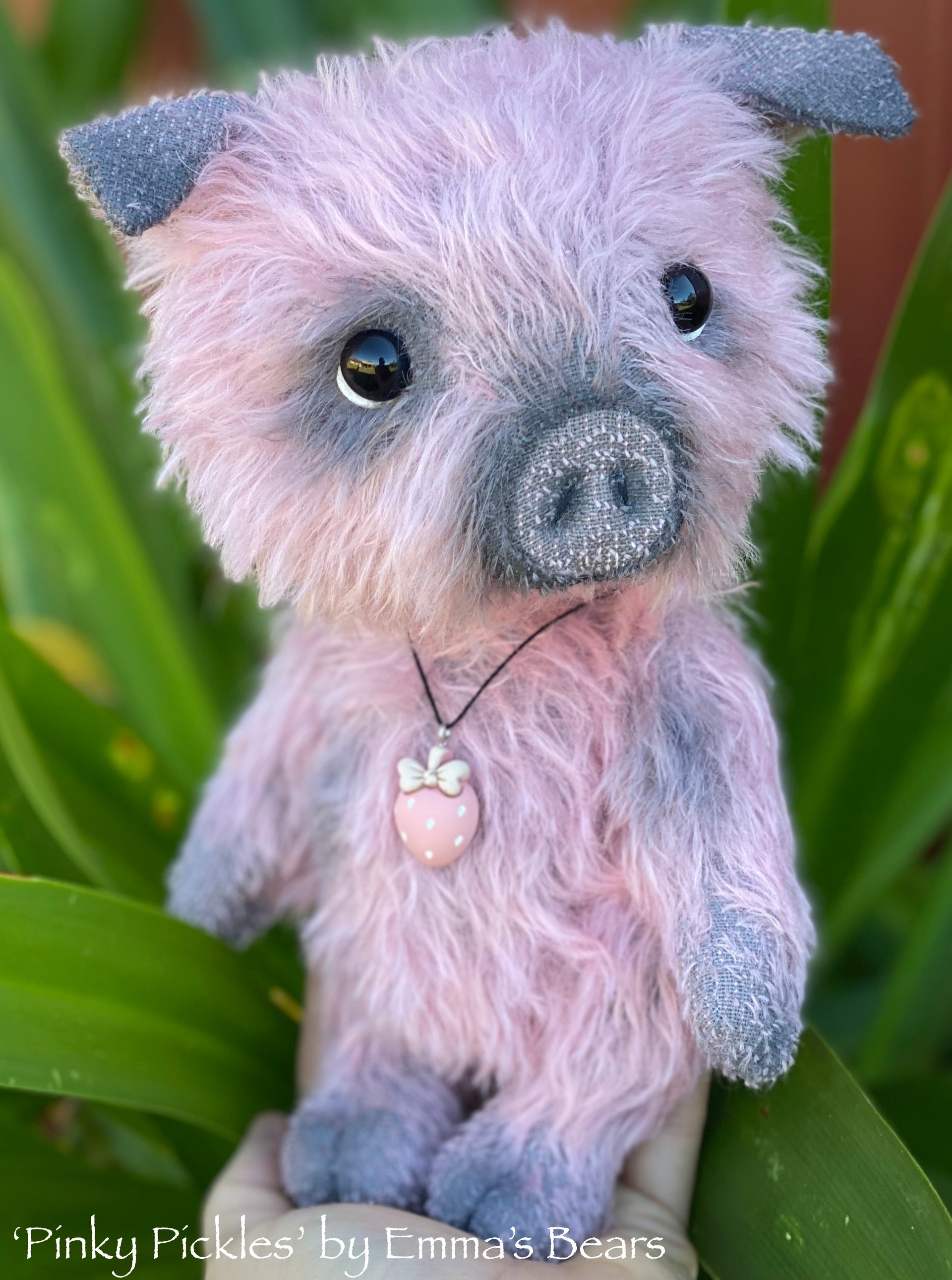 Pinky Pickles - 10" Mohair Artist Pig by Emma's Bears - OOAK