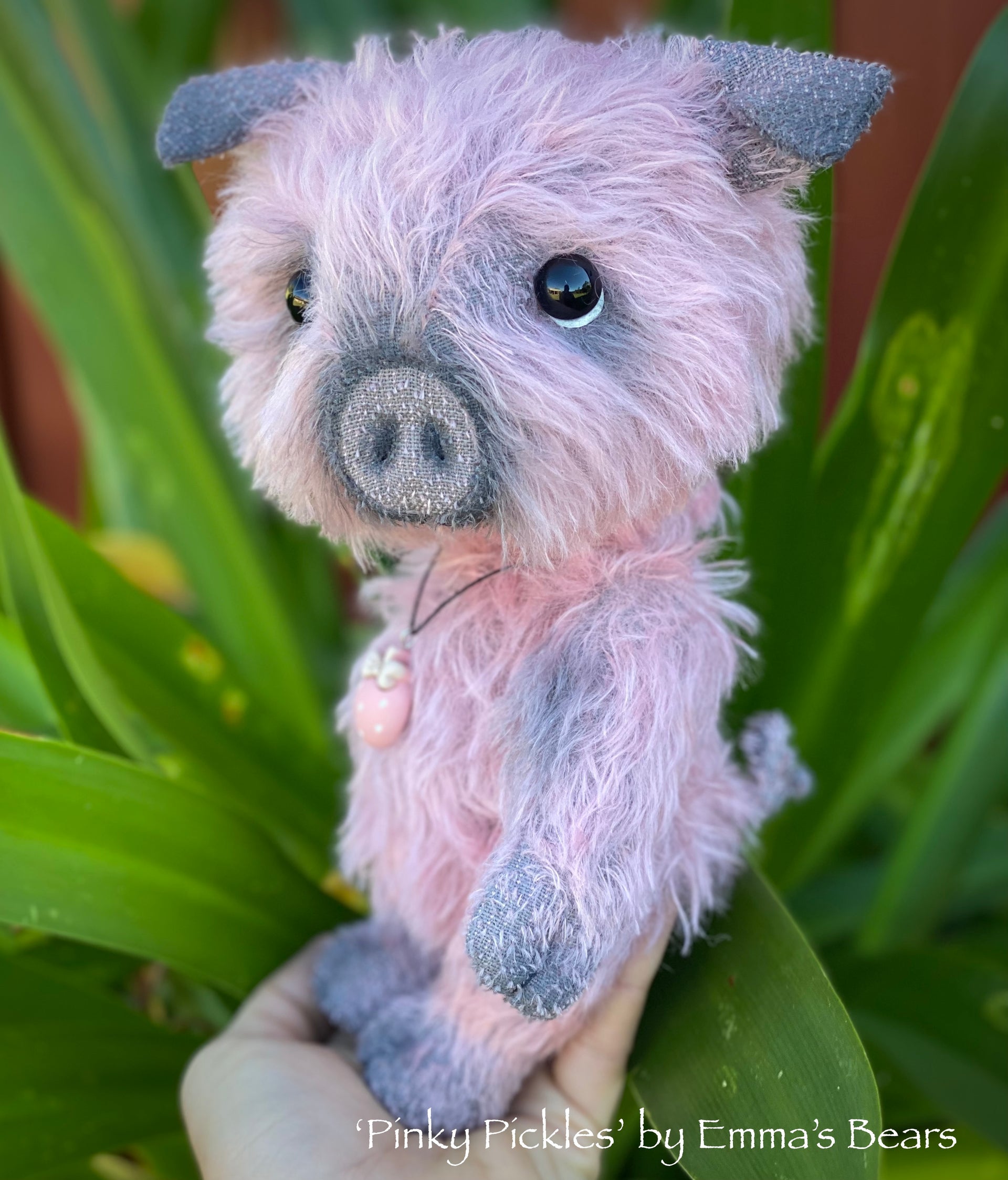 Pinky Pickles - 10" Mohair Artist Pig by Emma's Bears - OOAK