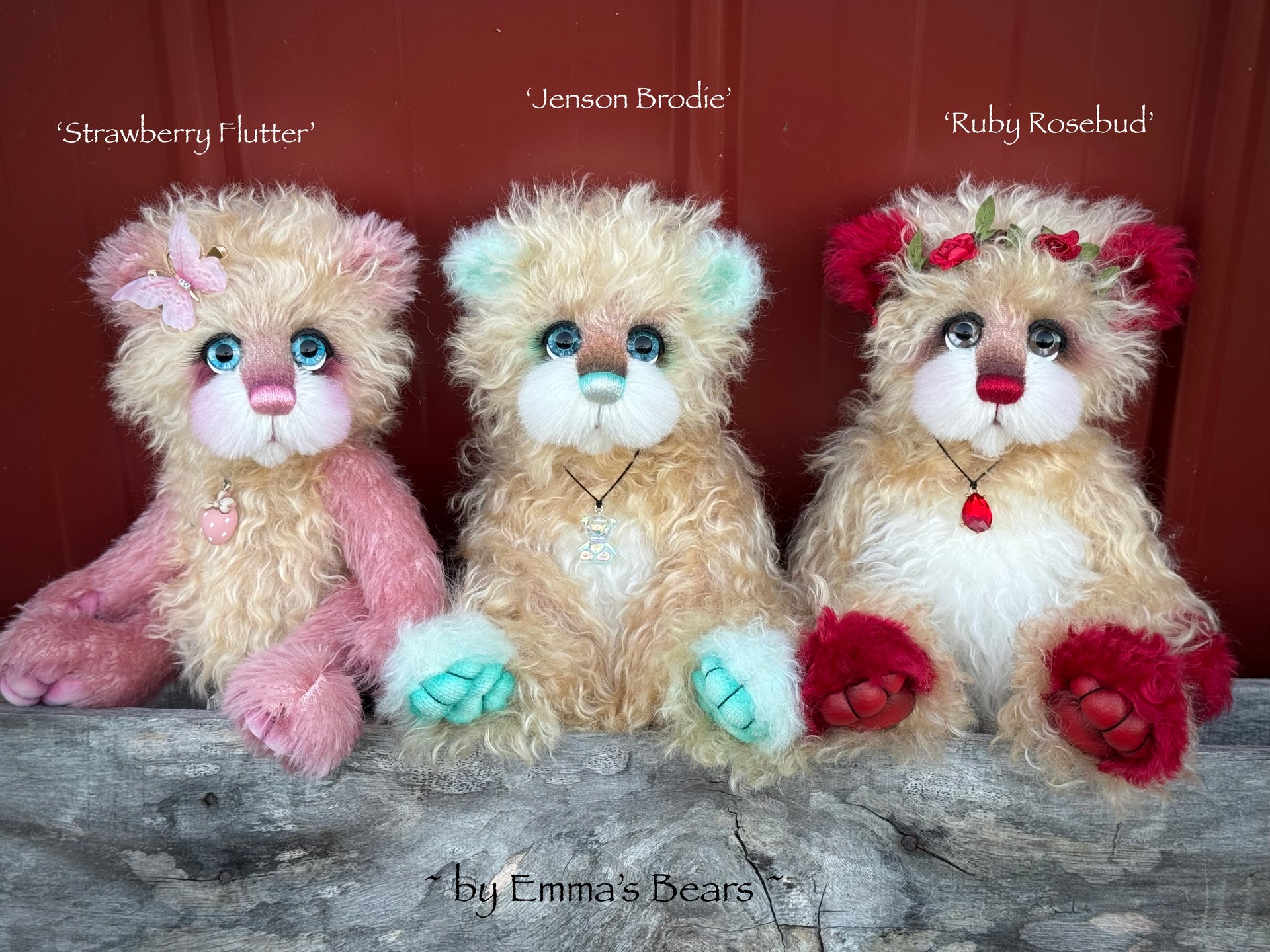 Ruby Rosebud - 12" Hand-dyed Mohair artist bear by Emma's Bears - OOAK