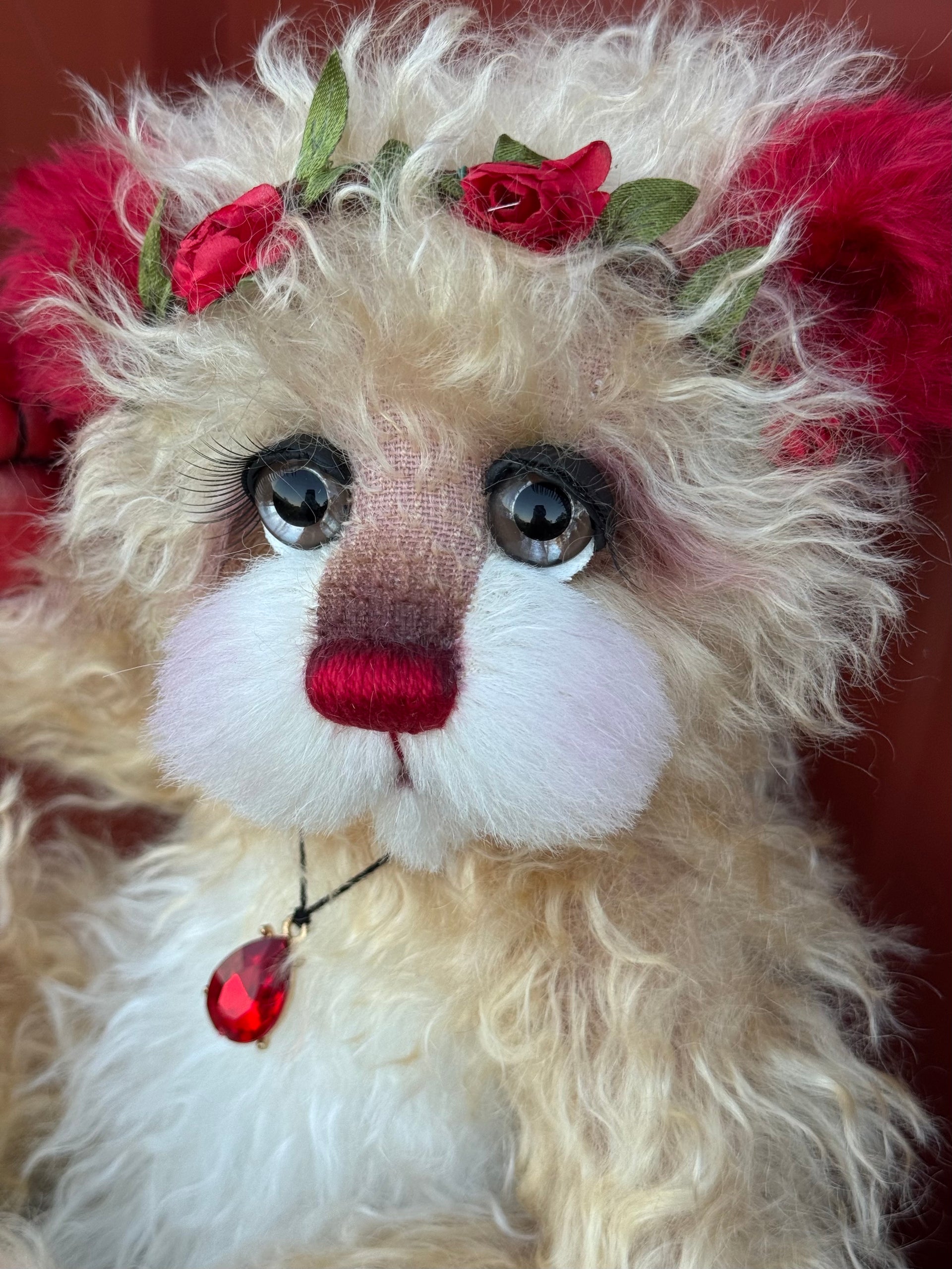 Ruby Rosebud - 12" Hand-dyed Mohair artist bear by Emma's Bears - OOAK