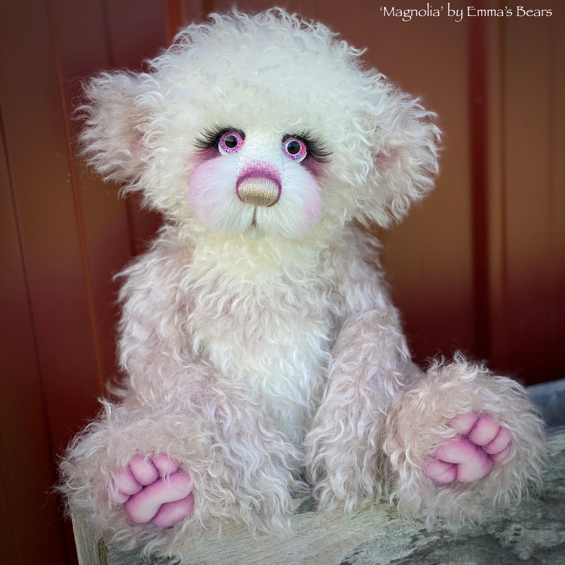 Magnolia - 16" Hand-dyed Curlylocks and Alpaca artist bear by Emma's Bears - OOAK