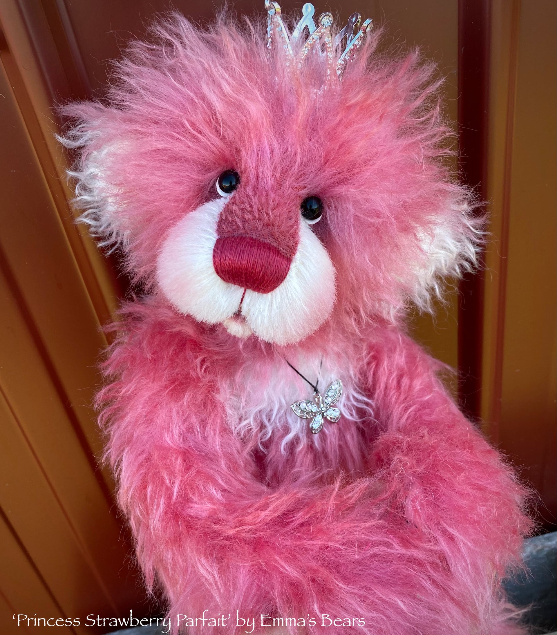 Princess Strawberry Parfait - 15" hand dyed mohair Artist Bear by Emma's Bears - OOAK