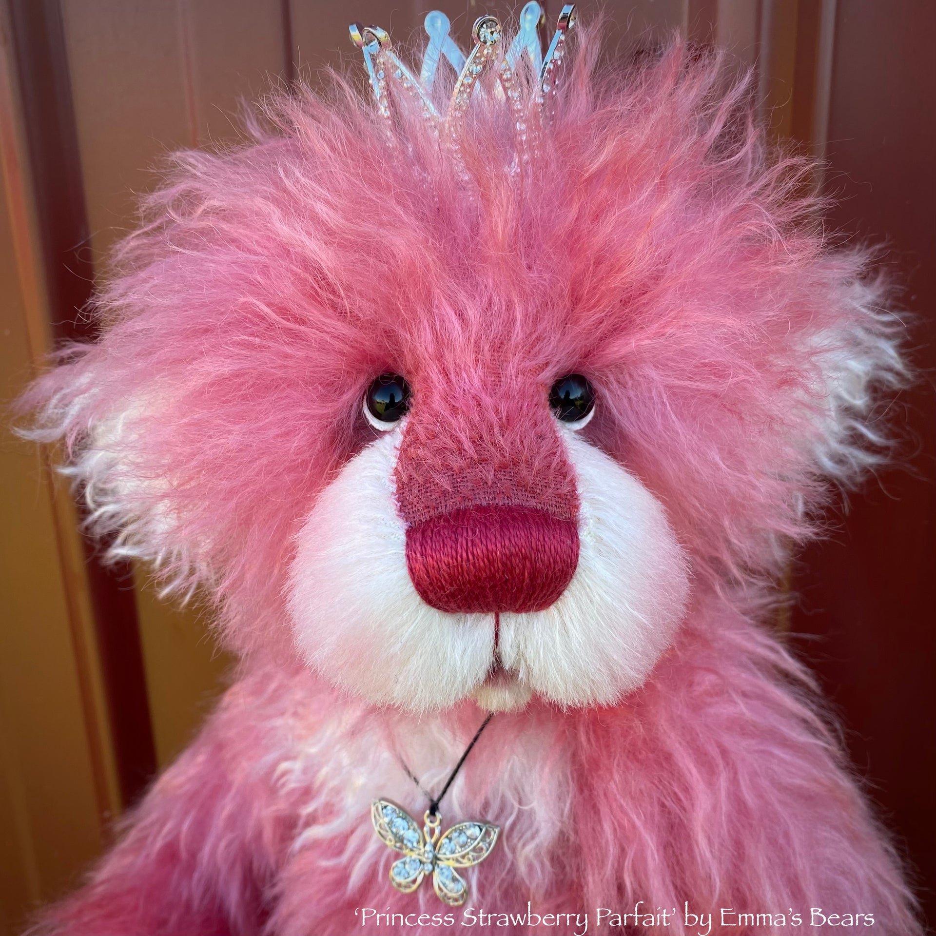 Princess Strawberry Parfait - 15" hand dyed mohair Artist Bear by Emma's Bears - OOAK