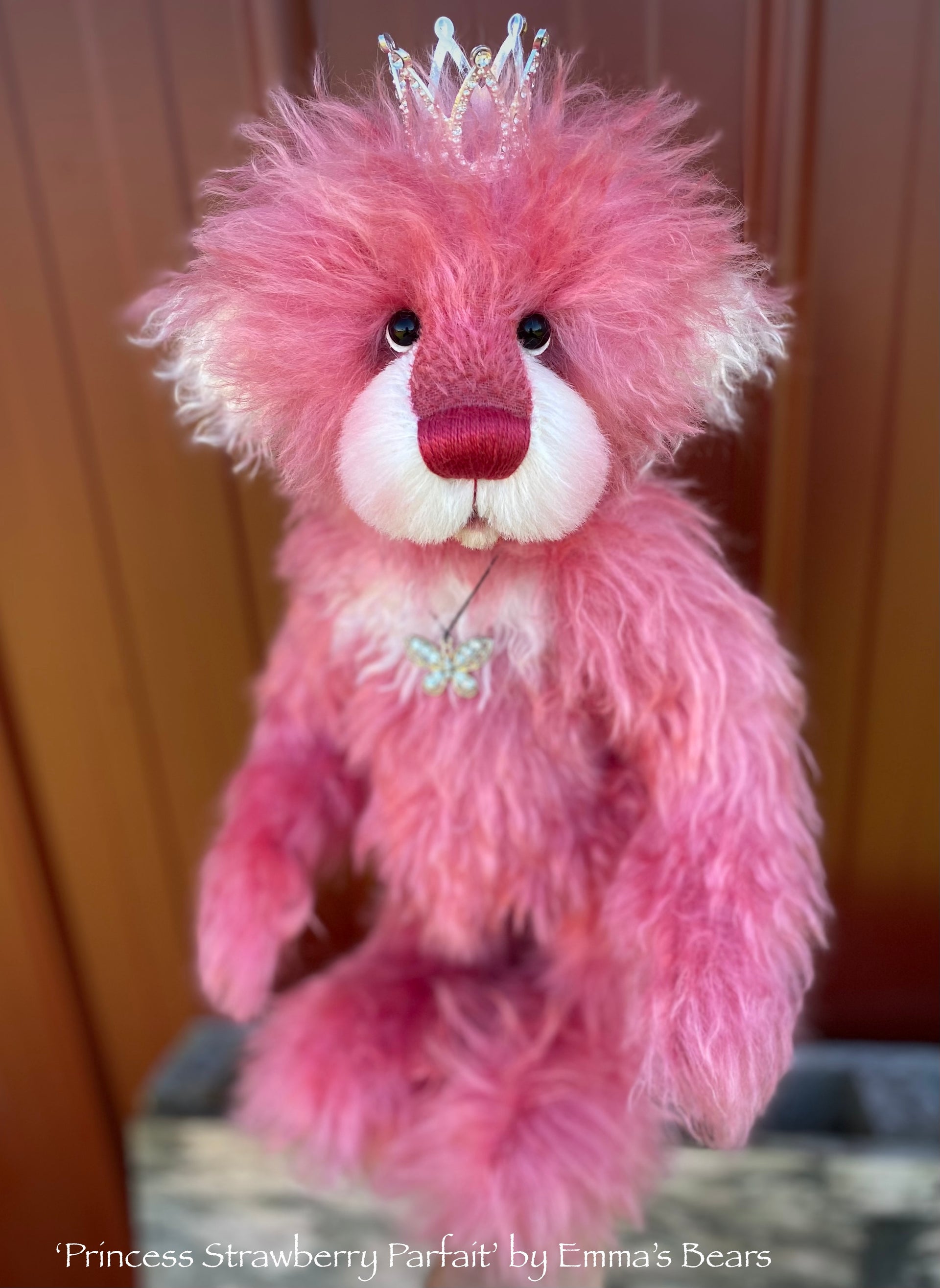 Princess Strawberry Parfait - 15" hand dyed mohair Artist Bear by Emma's Bears - OOAK