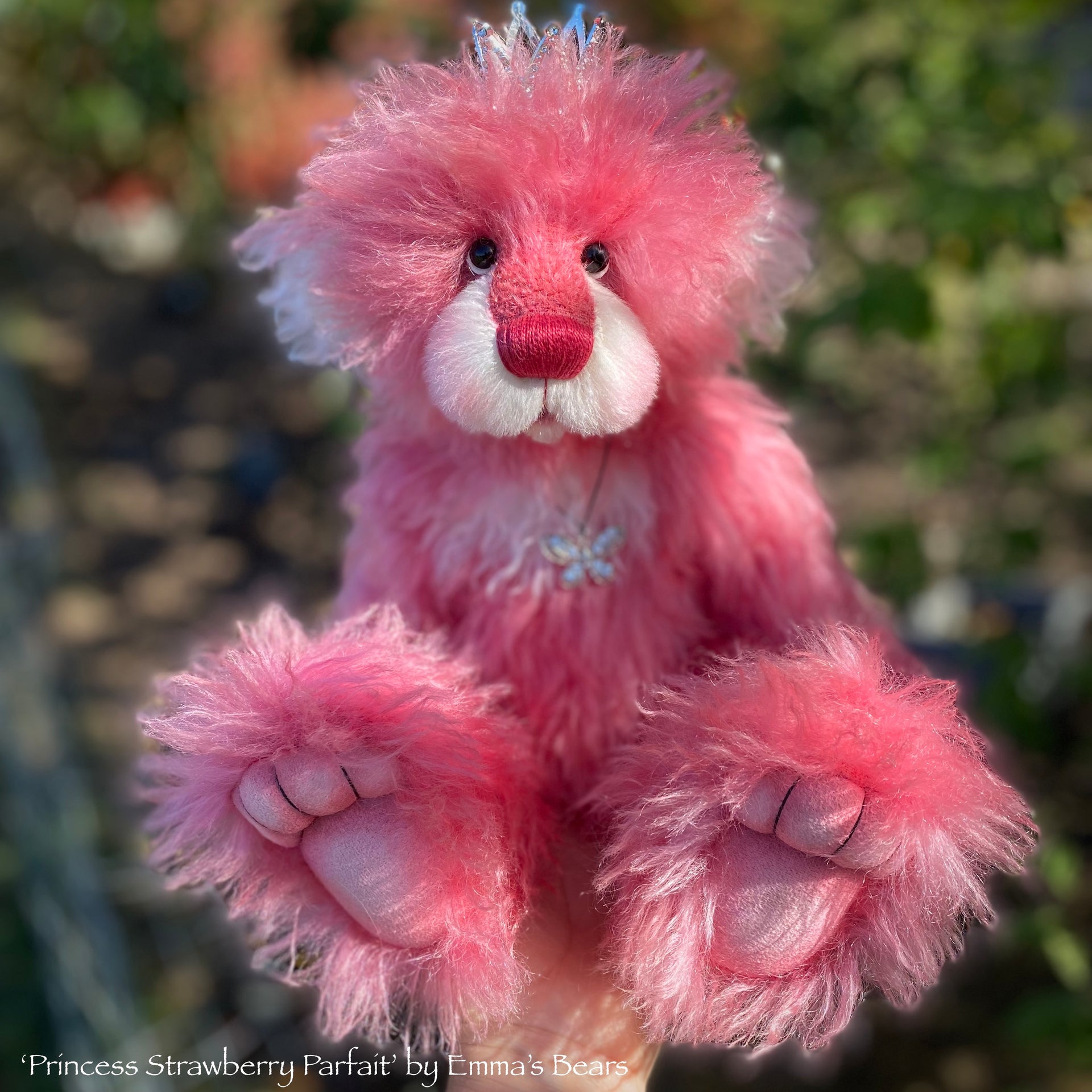 Princess Strawberry Parfait - 15" hand dyed mohair Artist Bear by Emma's Bears - OOAK