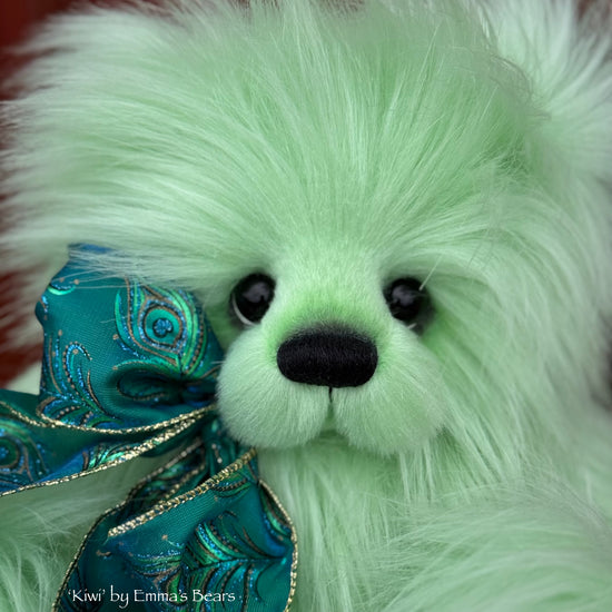 Kiwi - 13.5" Green Faux Fur Artist Bear by Emma's Bears - OOAK