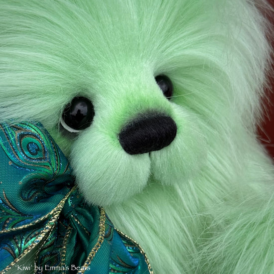 Kiwi - 13.5" Green Faux Fur Artist Bear by Emma's Bears - OOAK