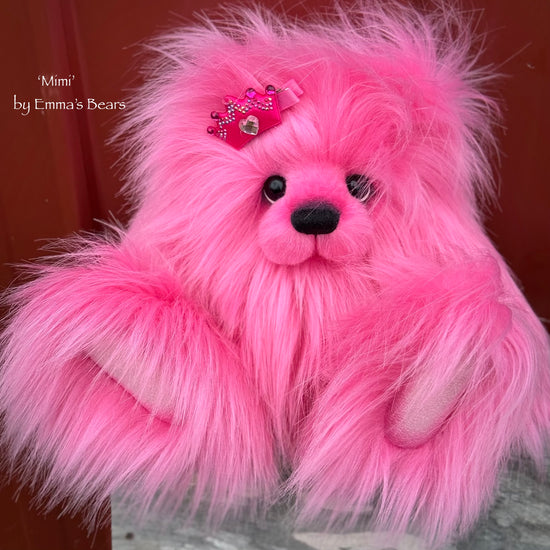 Mimi - 13.5" Pink Faux Fur Artist Bear by Emma's Bears - OOAK