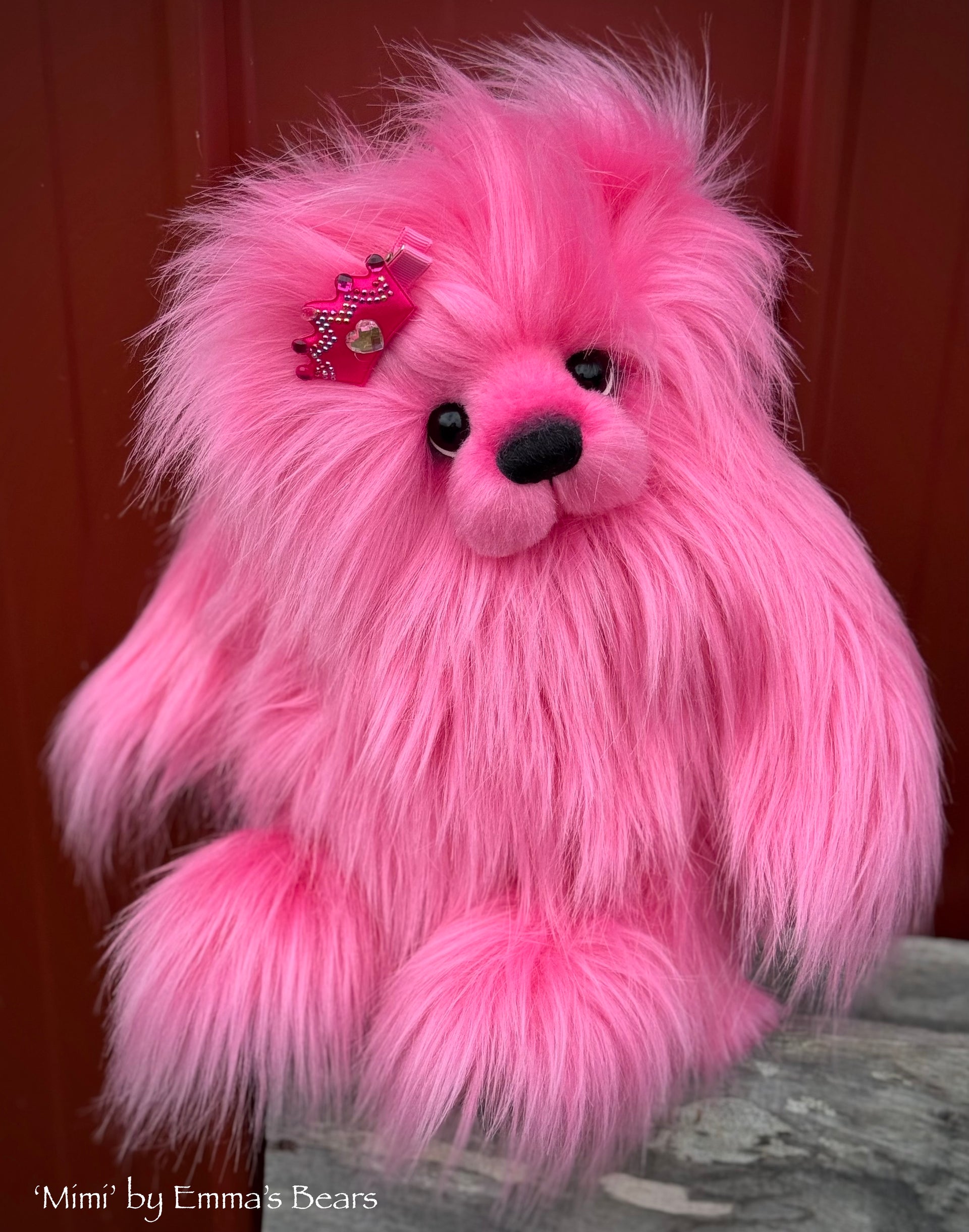 Mimi - 13.5" Pink Faux Fur Artist Bear by Emma's Bears - OOAK