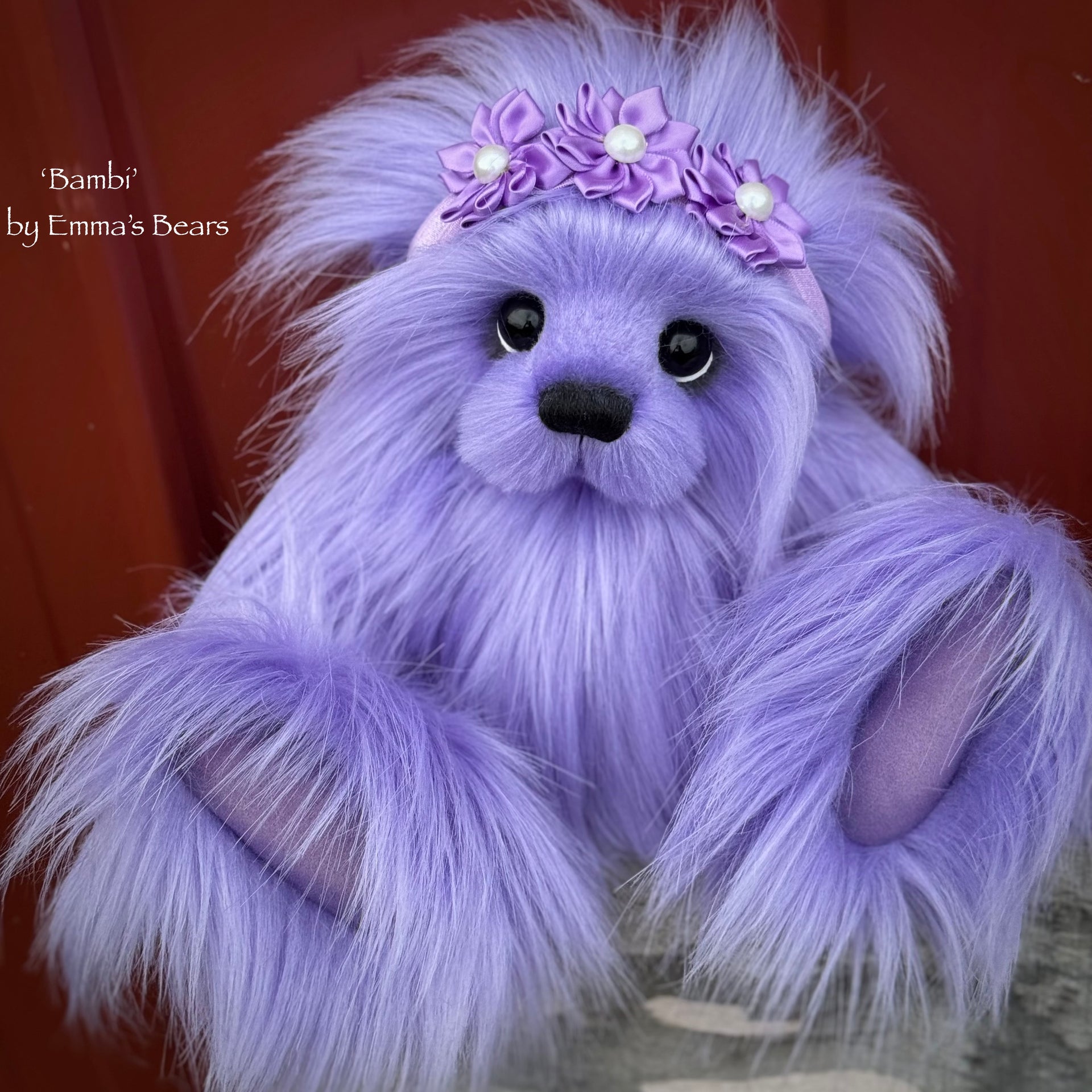 Bambi - 13.5" Purple Faux Fur Artist Bear by Emma's Bears - OOAK