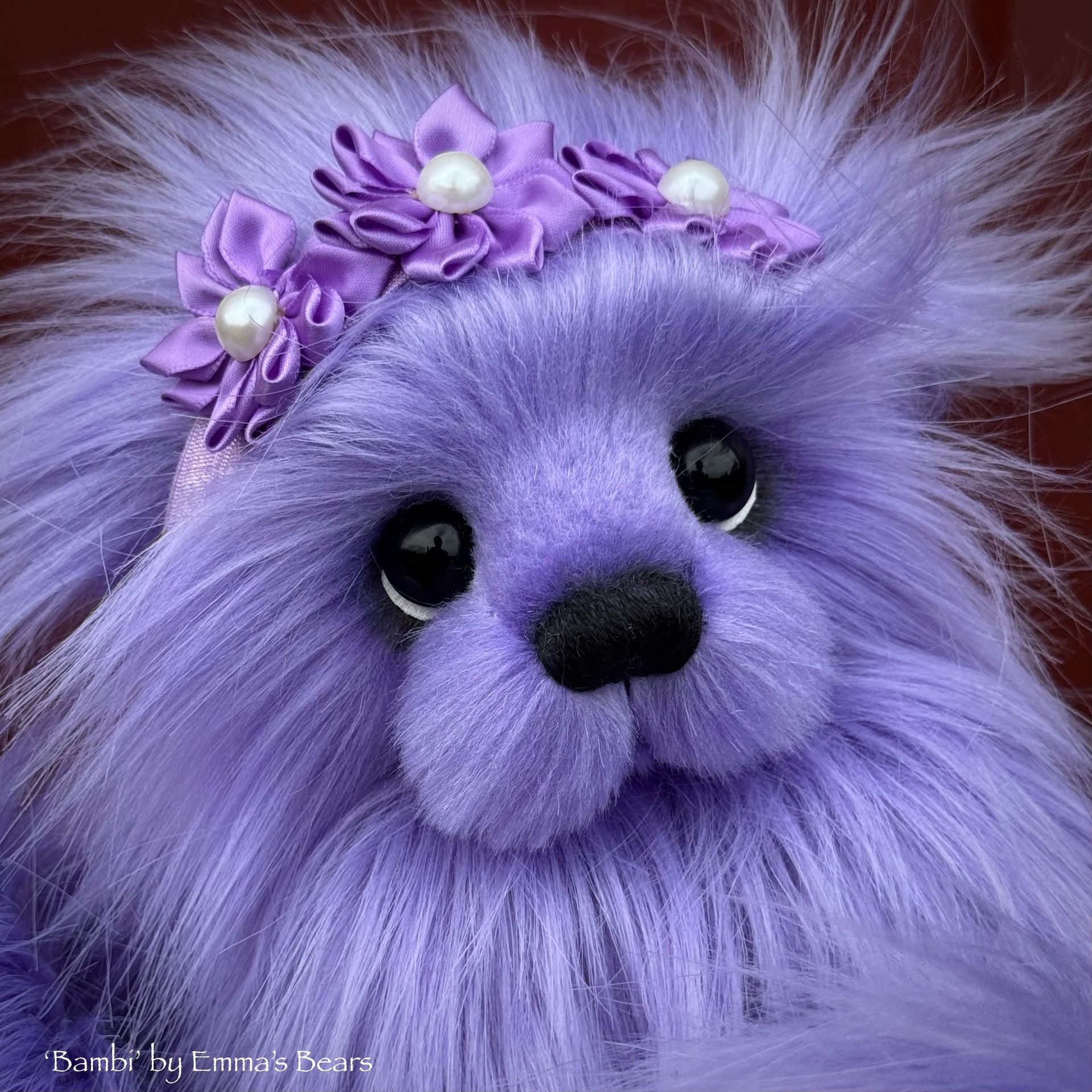 Bambi - 13.5" Purple Faux Fur Artist Bear by Emma's Bears - OOAK