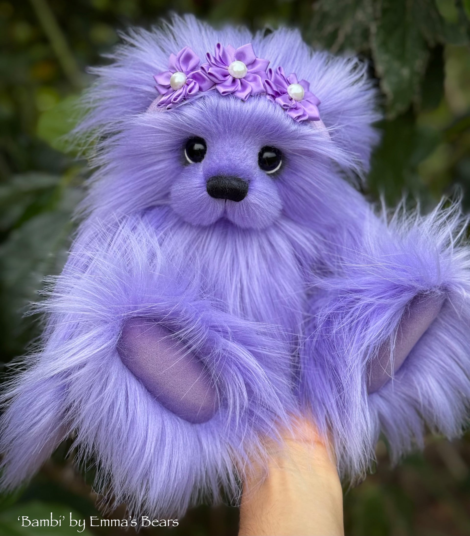 Bambi - 13.5" Purple Faux Fur Artist Bear by Emma's Bears - OOAK