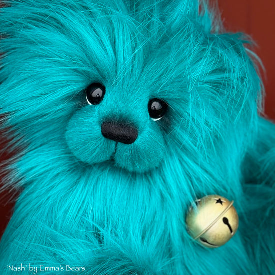 Nash - 13.5" Teal Faux Fur Artist Bear by Emma's Bears - OOAK