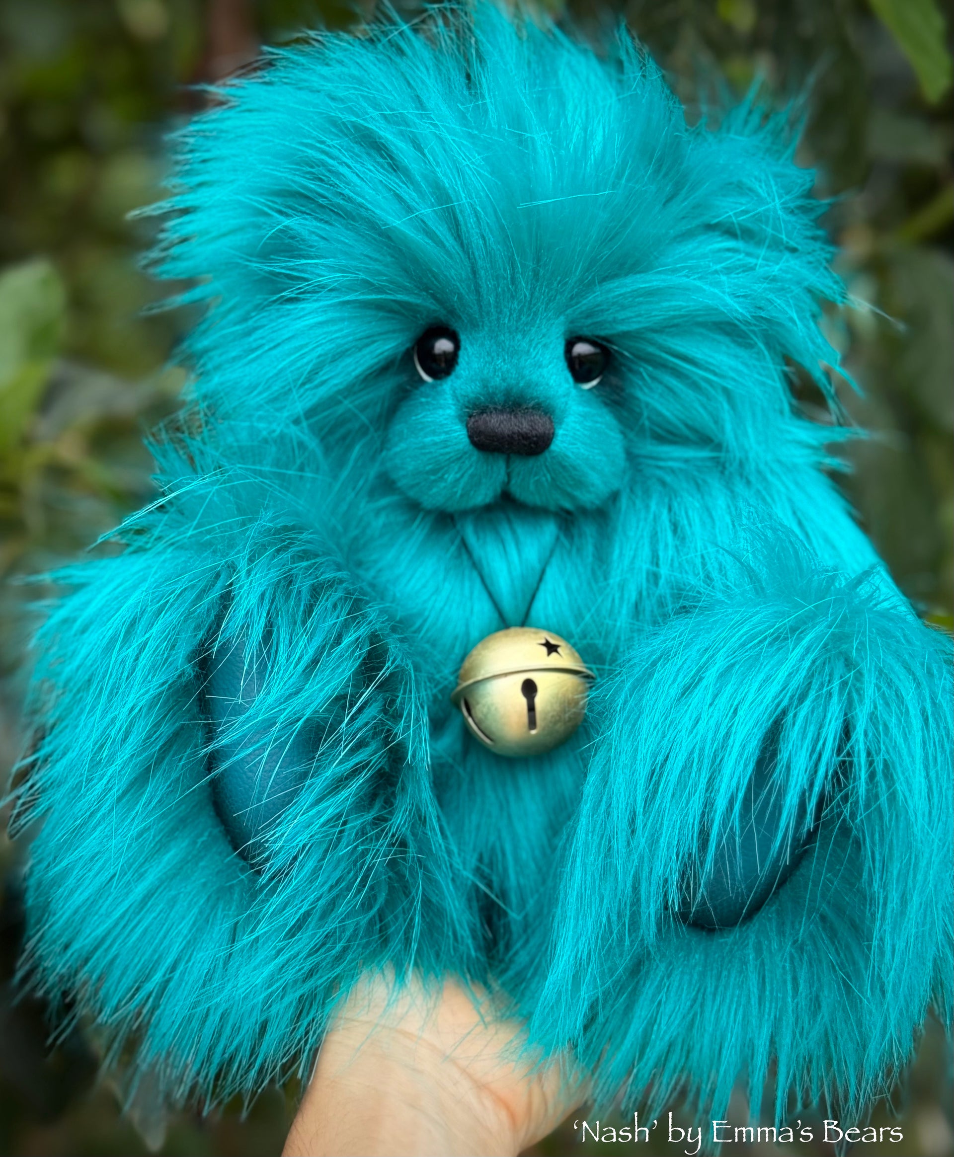 Nash - 13.5" Teal Faux Fur Artist Bear by Emma's Bears - OOAK