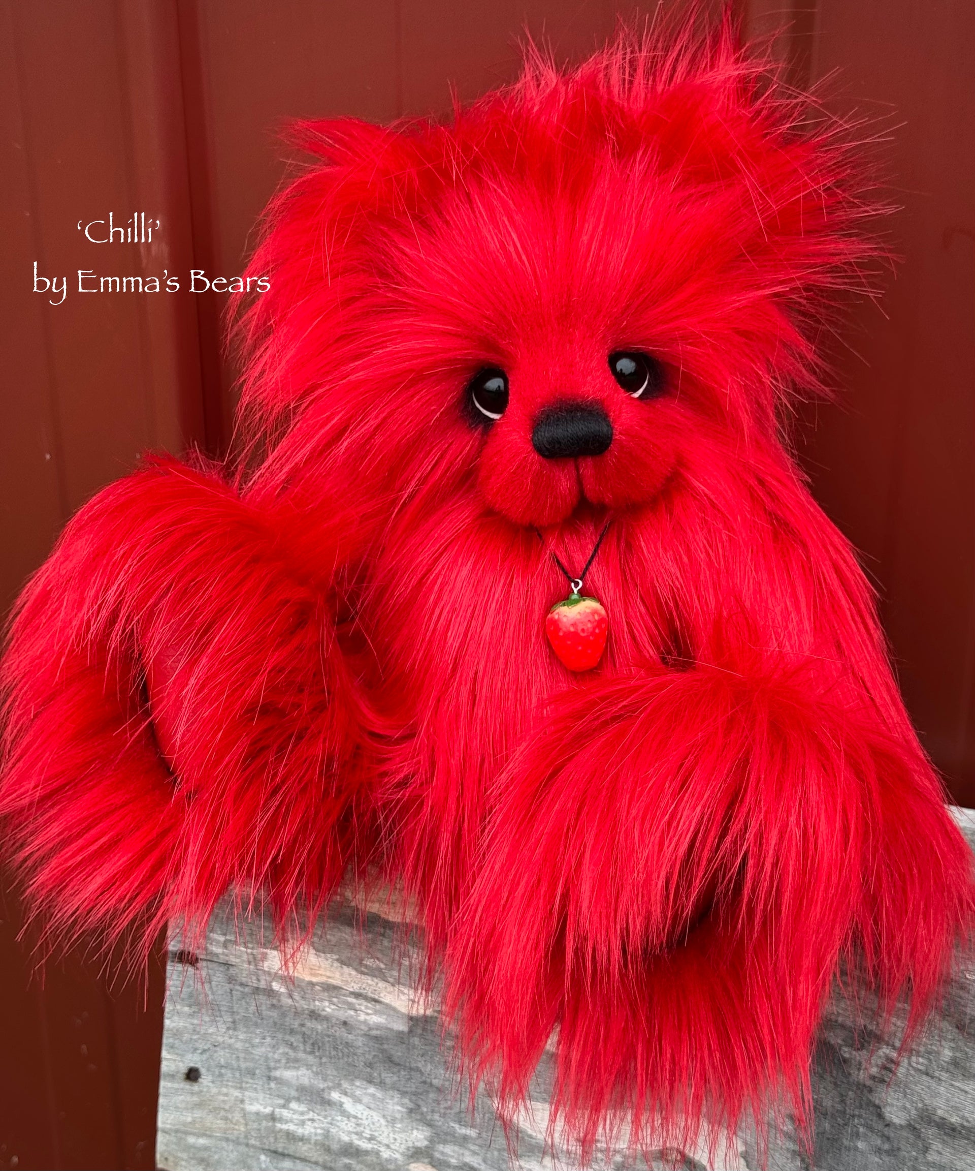 Chilli - 13.5" Red Faux Fur Artist Bear by Emma's Bears - OOAK