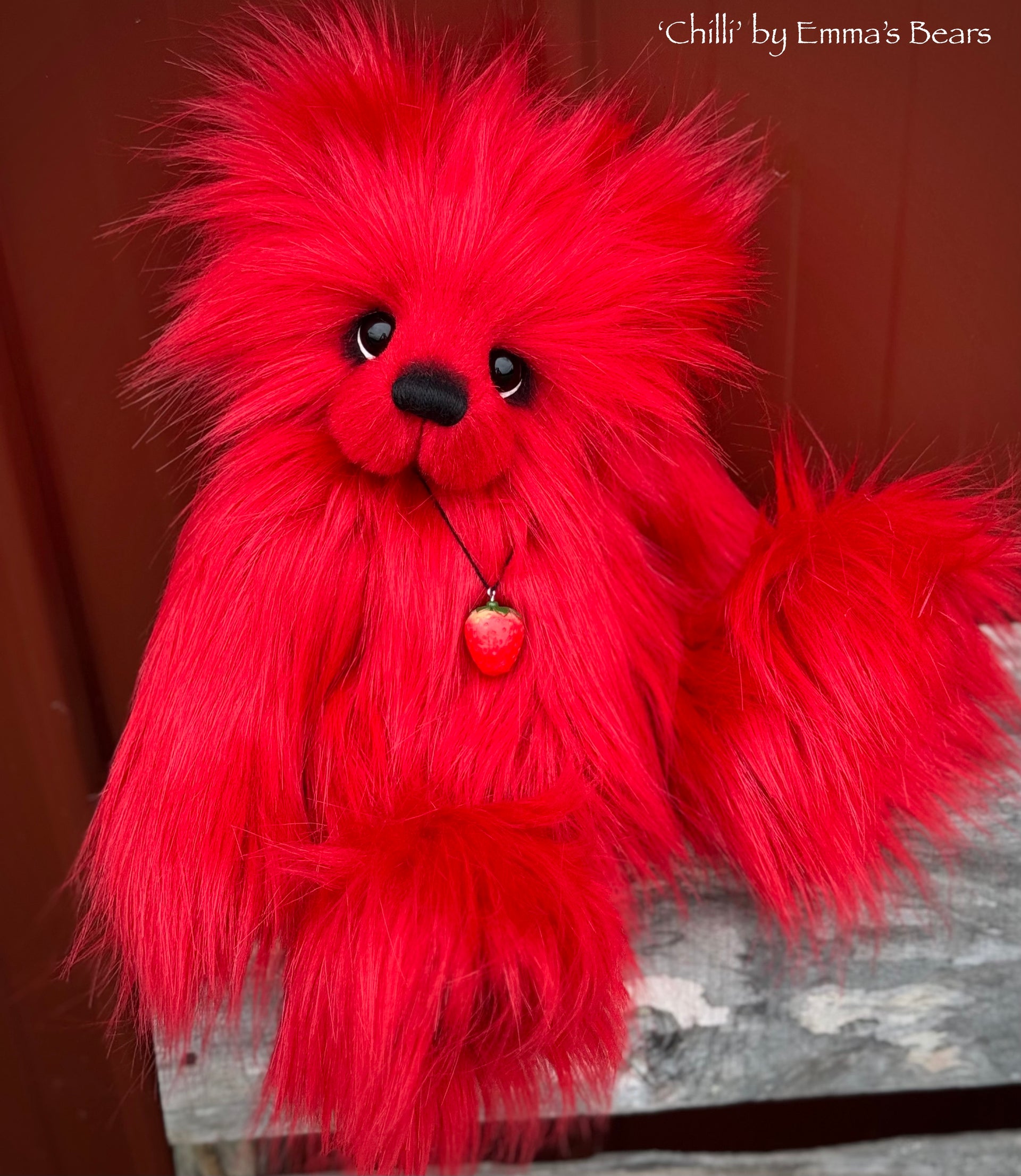 Chilli - 13.5" Red Faux Fur Artist Bear by Emma's Bears - OOAK