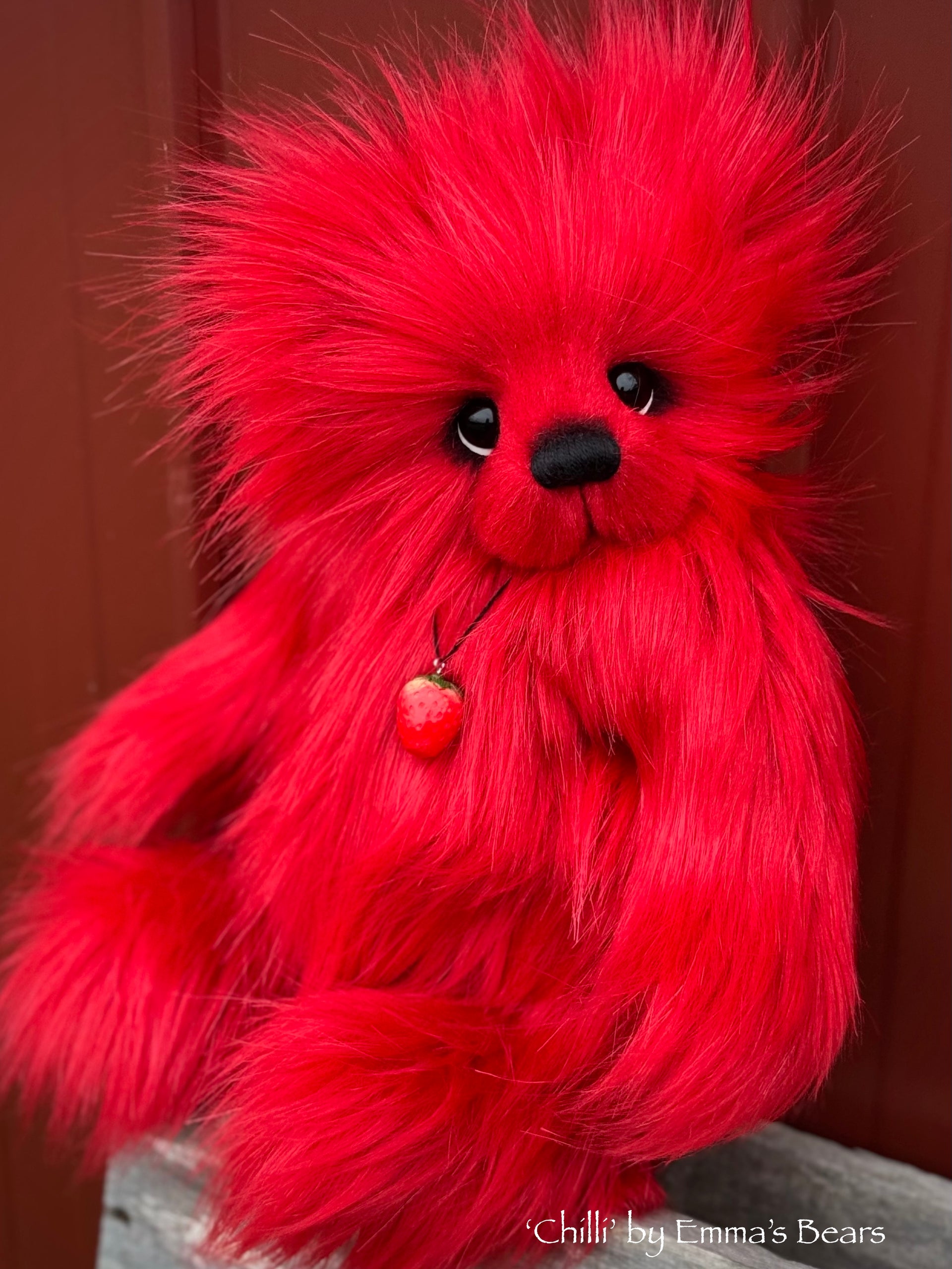 Chilli - 13.5" Red Faux Fur Artist Bear by Emma's Bears - OOAK