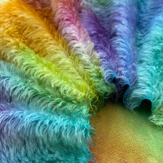 Classic Medium Straight Mohair - Hand Dyed Rainbow Sky - Fat 1/8m - JUL067