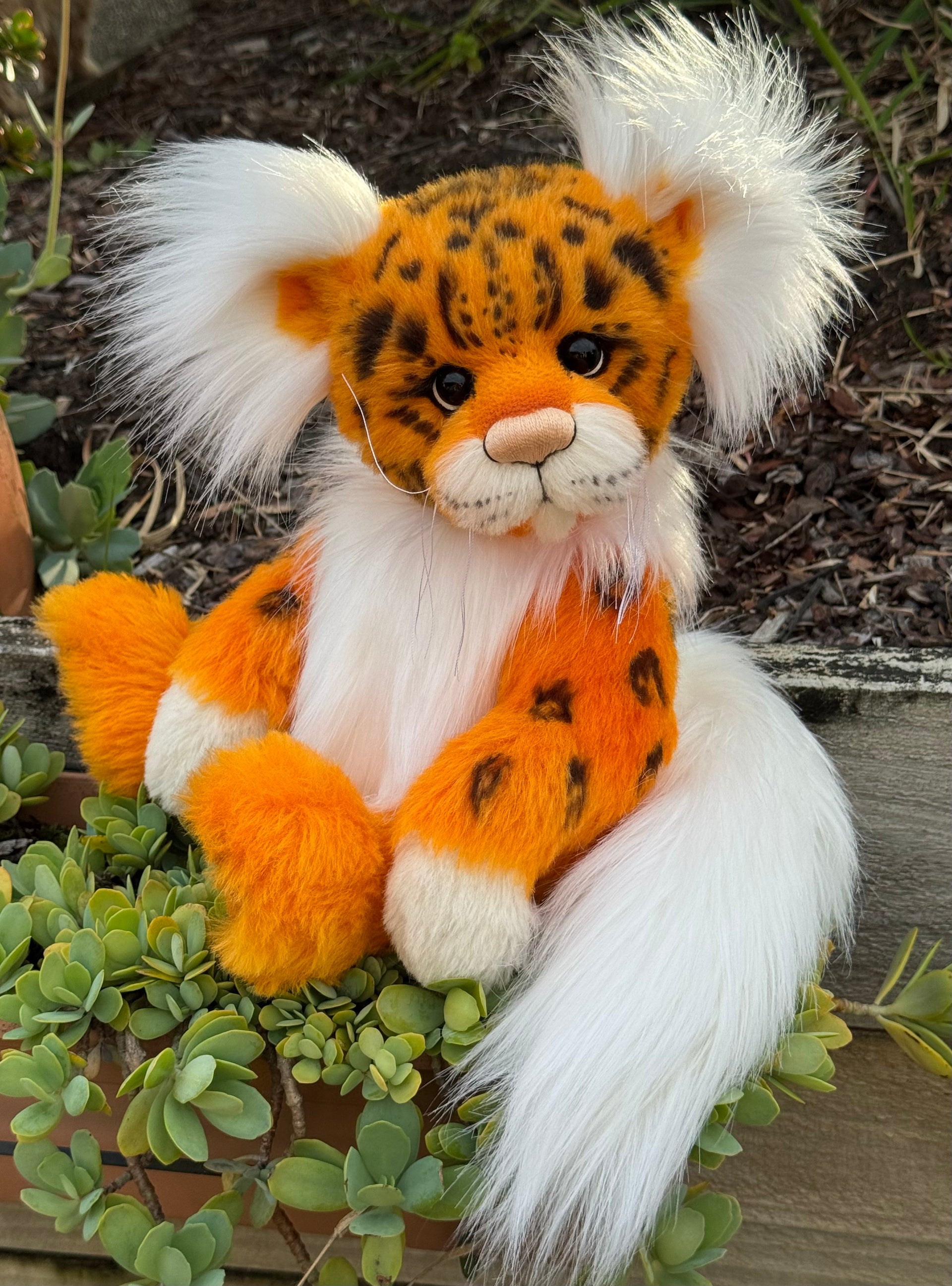 Papaya - 18" Hand-dyed Alpaca Snow Leopard Teddy by Emma's Bears - OOAK