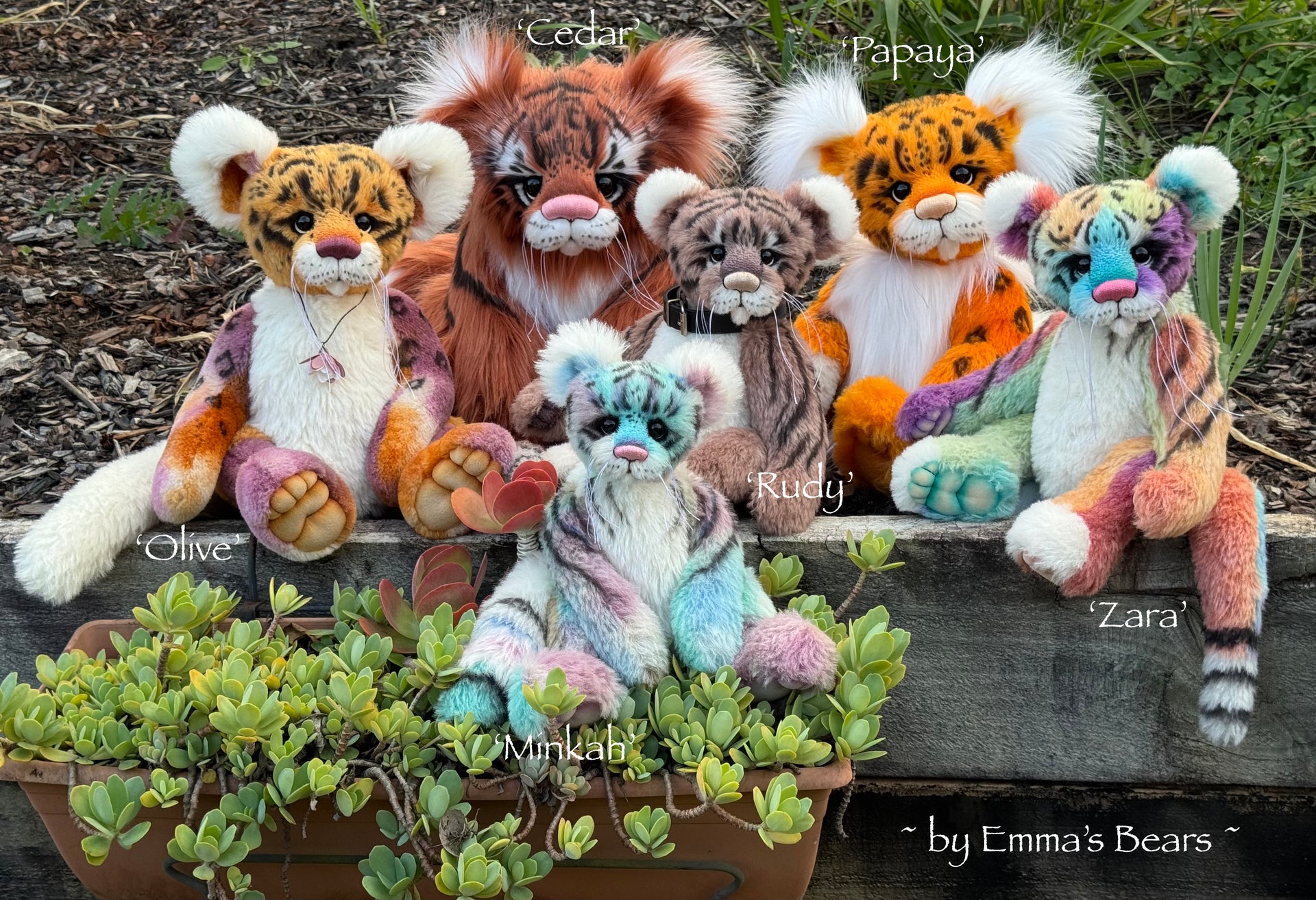 Papaya - 18" Hand-dyed Alpaca Snow Leopard Teddy by Emma's Bears - OOAK