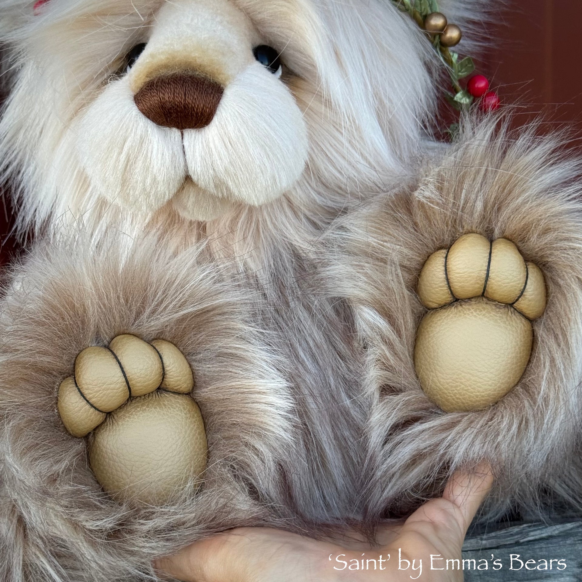 KIT - 16" SAINT Christmas bear in Warm Latte faux fur